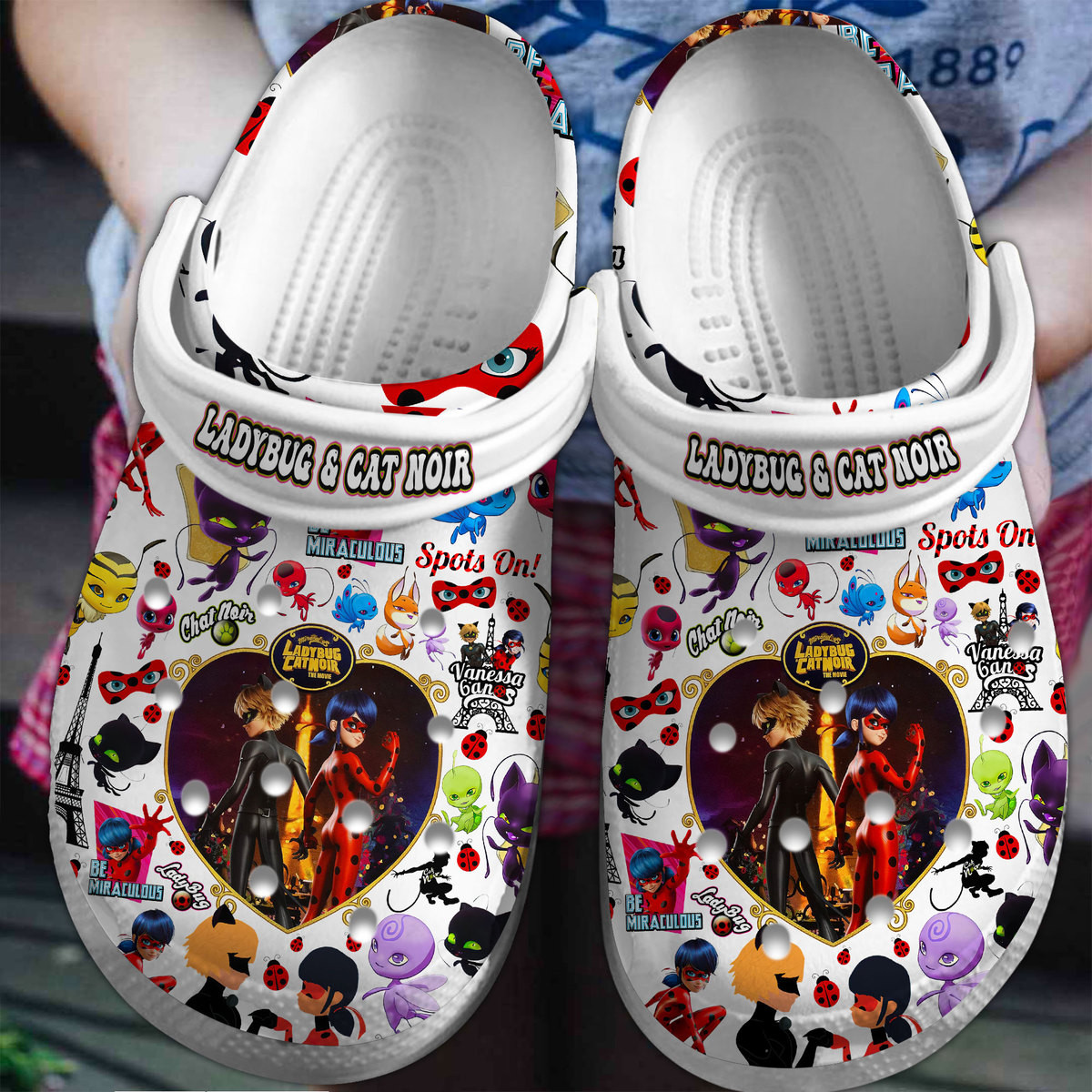 Ladybug And Cat Noir Cartoon Crocs Crocband Clogs Shoes Comfortable For Men Women and Kids