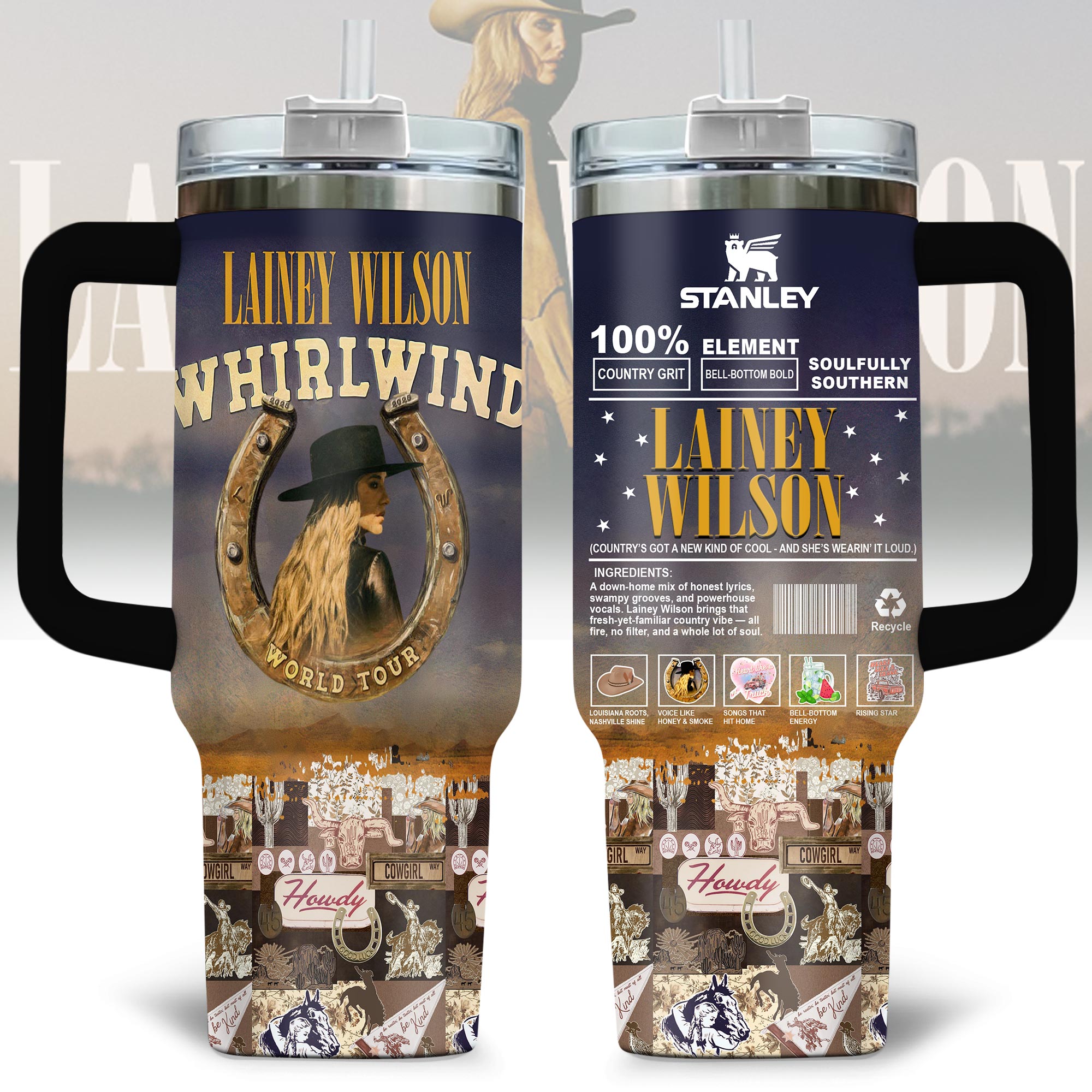 Lainey Wilson Music Custom Stanley Cup 40 oz 30 oz Tumbler With HandleTVC2301175