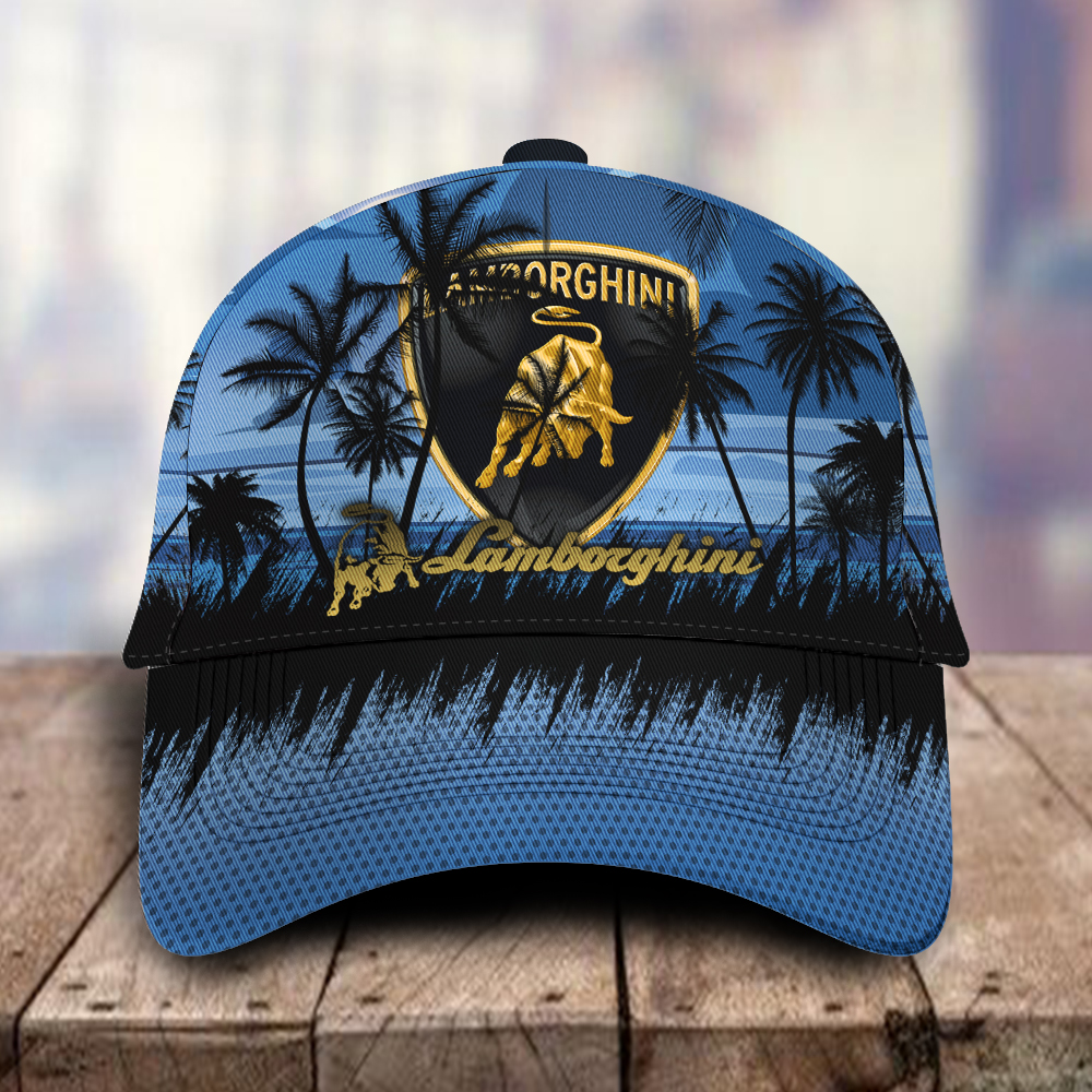 Lamborghini 3D Classic Cap Hawaiian Tropical Car Motor Brand Hats Trucker Hats Custom Hats Gifts For Men & Women