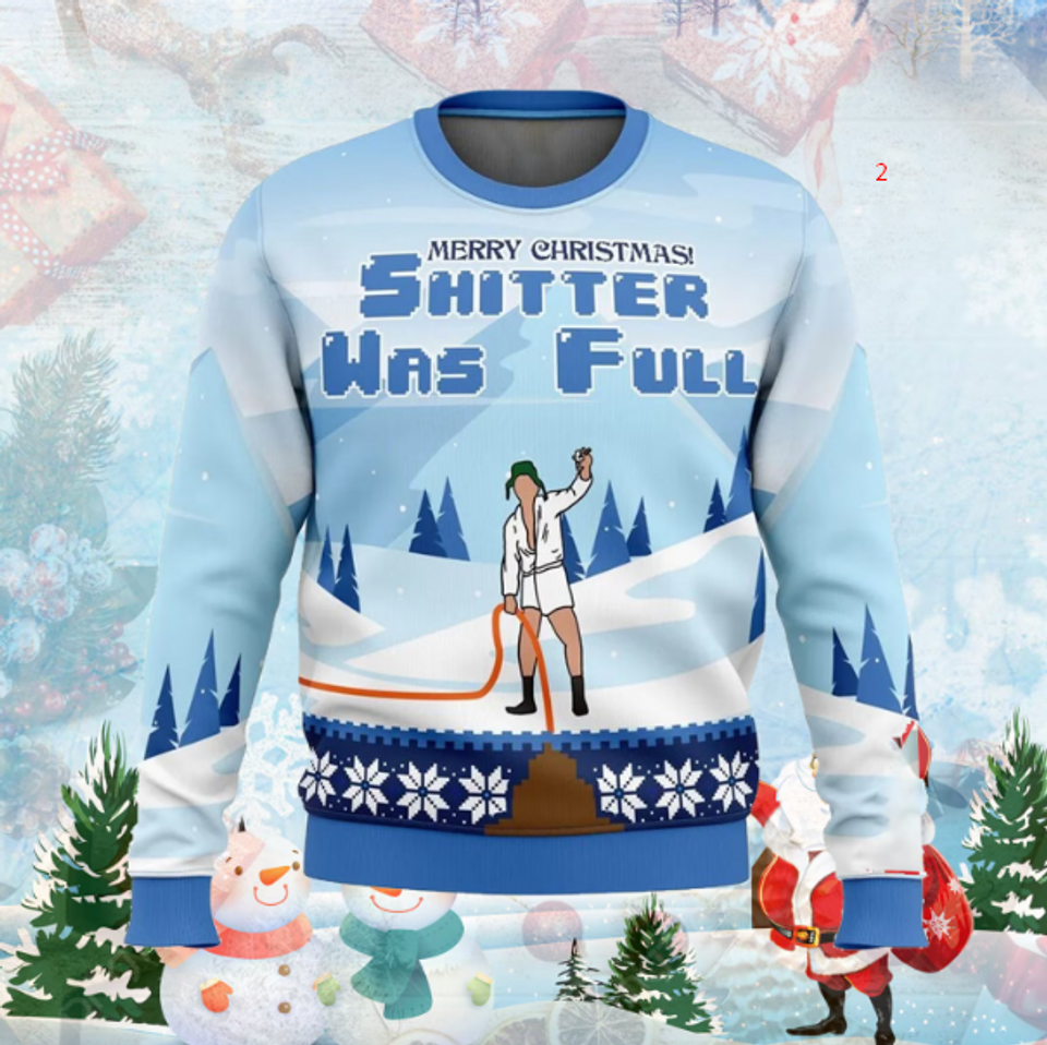 Lampoons Merry Christmas Shitters Full Ugly Sweater, National Xmas Lampuns Vacation Sweater - Image 4
