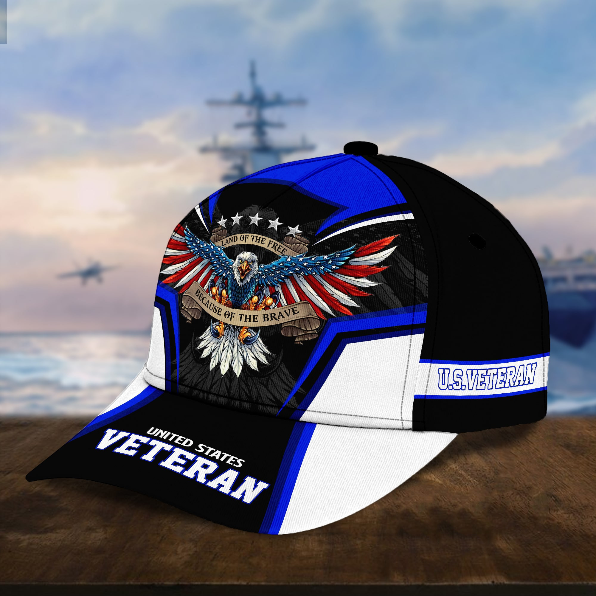Land Of The Free Because Of The Brave U.S. Veteran 3D Cap Trucker Hats Custom Hats Gifts For Men & Women