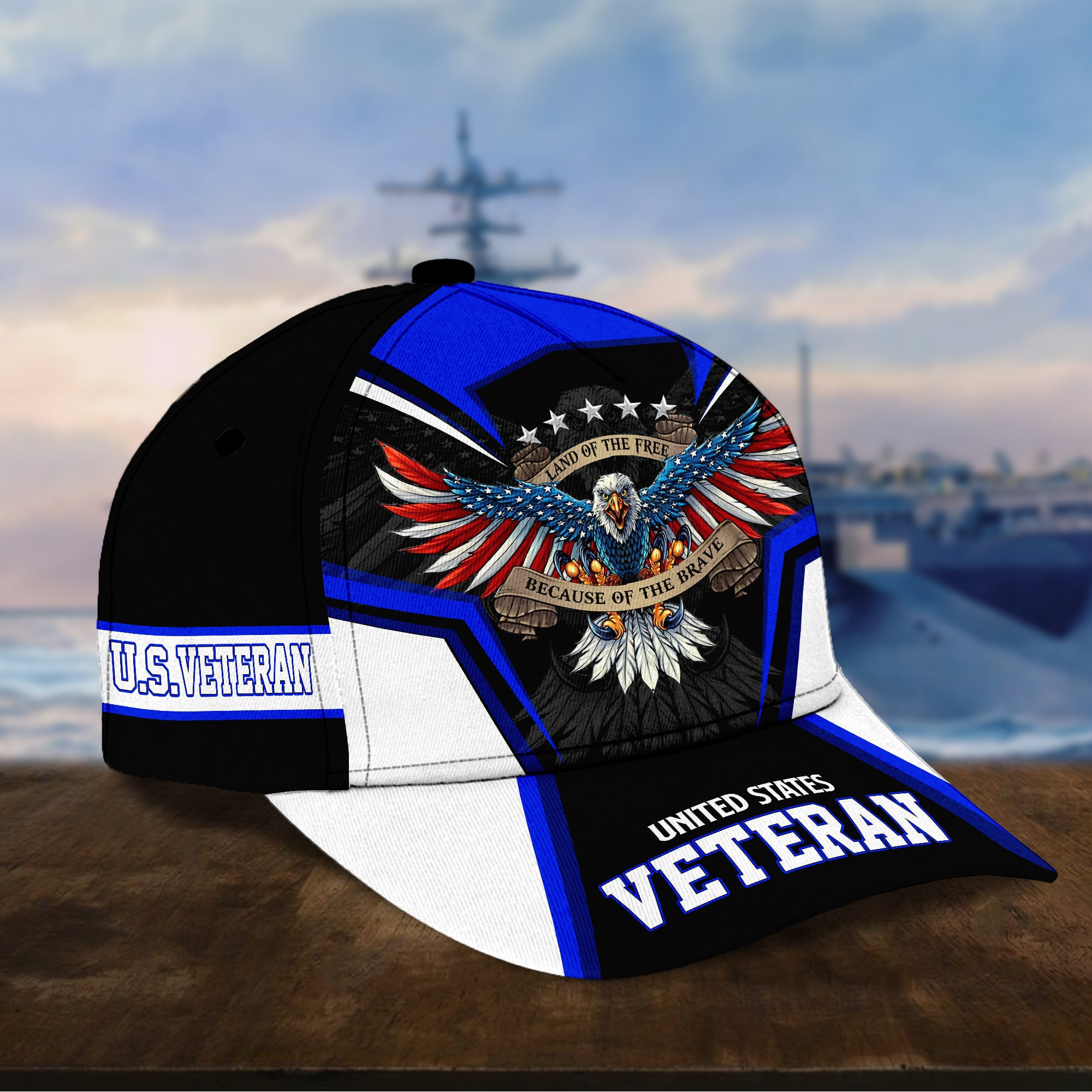 Land Of The Free Because Of The Brave U.S. Veteran 3D Cap Trucker Hats Custom Hats Gifts For Men & Women