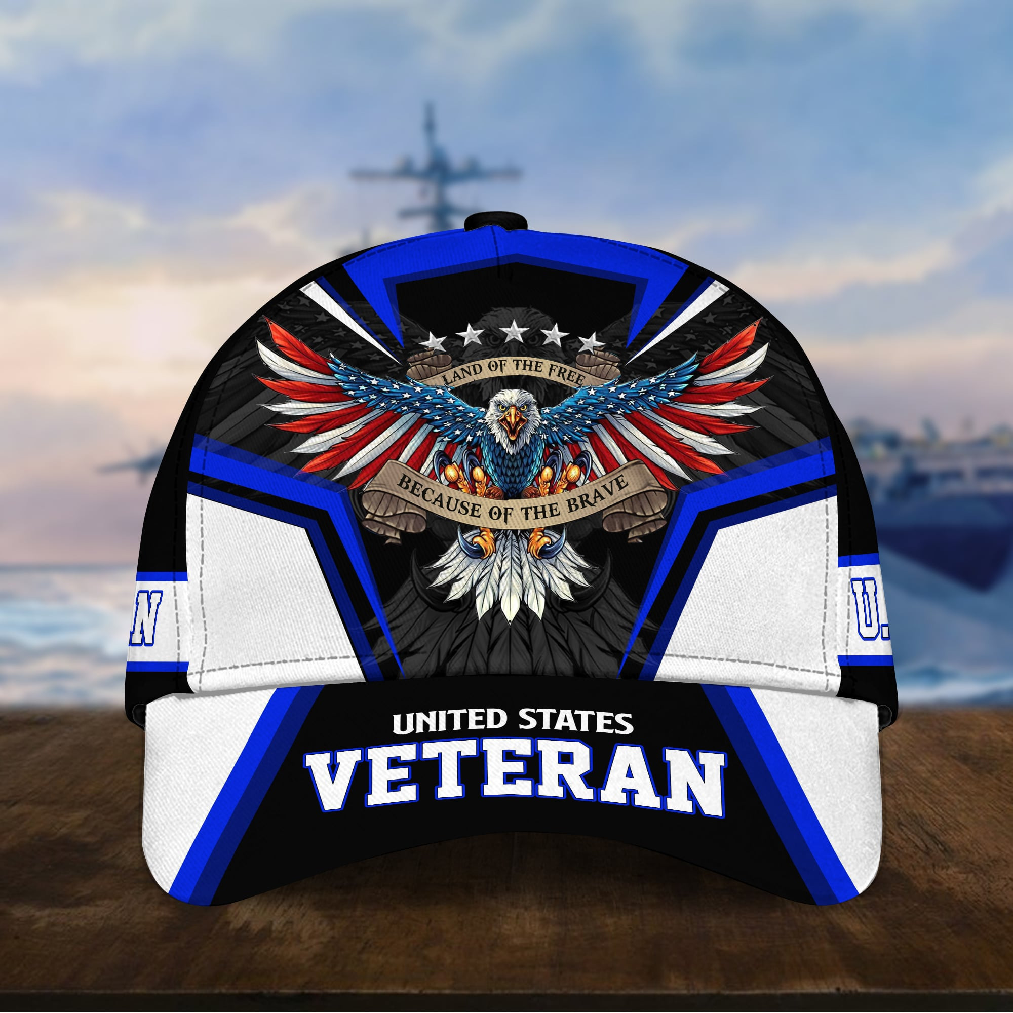 Land Of The Free Because Of The Brave U.S. Veteran 3D Cap Trucker Hats Custom Hats Gifts For Men & Women