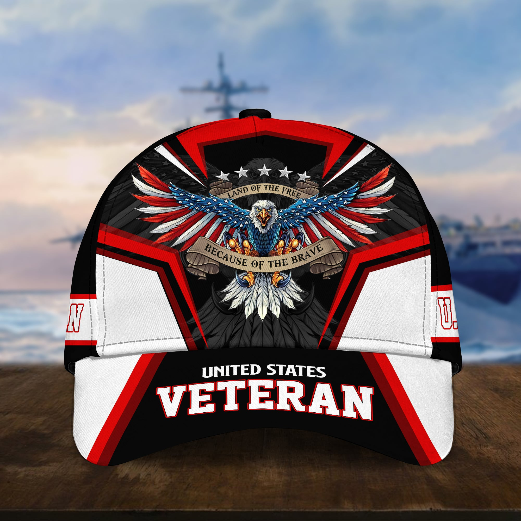 Land Of The Free Because Of The Brave U.S. Veteran 3D Cap Trucker Hats Custom Hats Gifts For Men & Women
