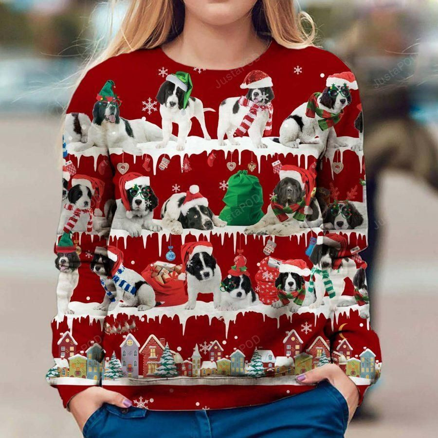 Landseer Ugly Christmas Sweater Adult 3D Funny Matching for family