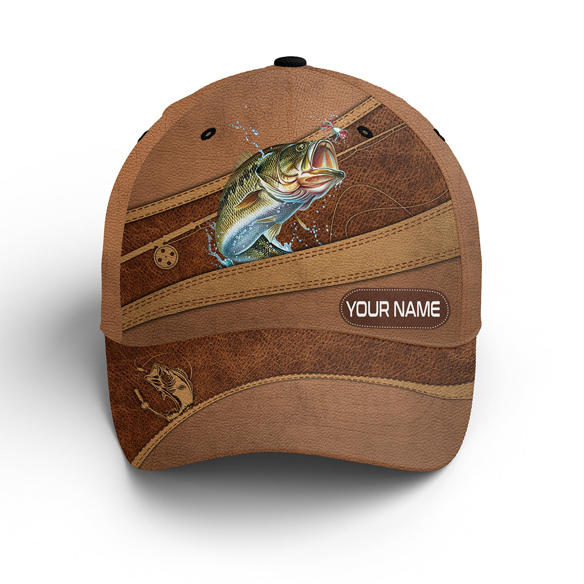 Largemouth Bass Fishing Hats For Men, Women Custom Name Adjustable Mesh Baseball Best Fishing Hat, Fishing Classic Cap Trucker Hats Custom Hats Gifts For Men & Women