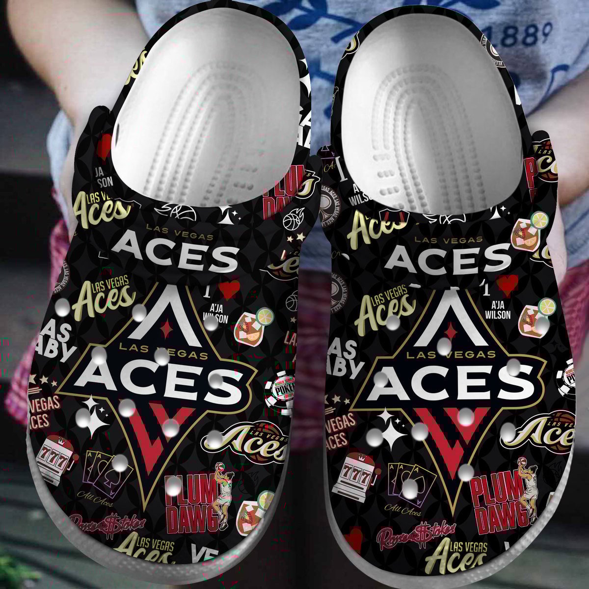 Las Vegas Aces NBA Sport Crocs Crocband Clogs Shoes Comfortable For Men Women and Kids