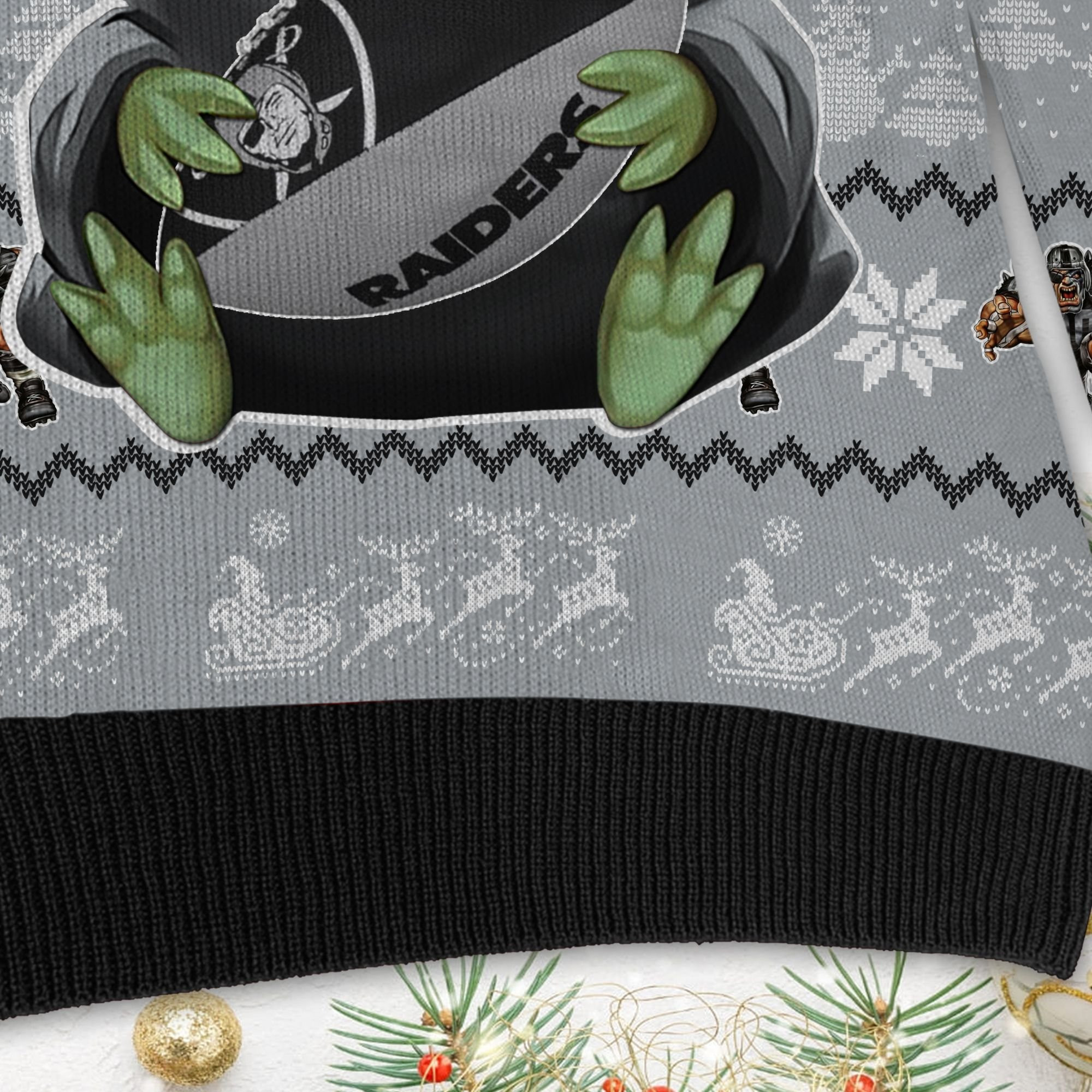 Las Vegas Raiders Baby Yoda Shirt For American Football Fans Ugly Christmas Sweater Adult 3D Funny Matching for family - Image 5