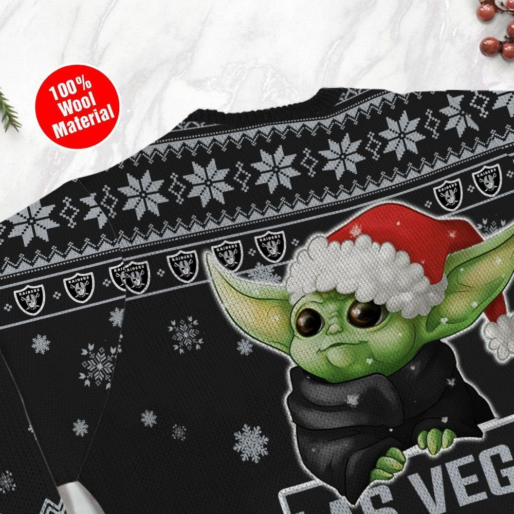 Las Vegas Raiders Cute Baby Yoda Grogu Holiday Party Ugly Christmas Sweater Adult 3D Funny Matching for family - Image 5