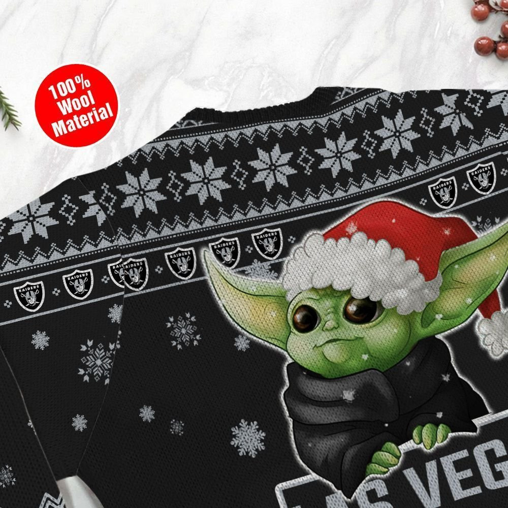 Las Vegas Raiders Cute Baby Yoda Grogu Ugly Christmas Sweater Adult 3D Funny Matching for family - Image 5