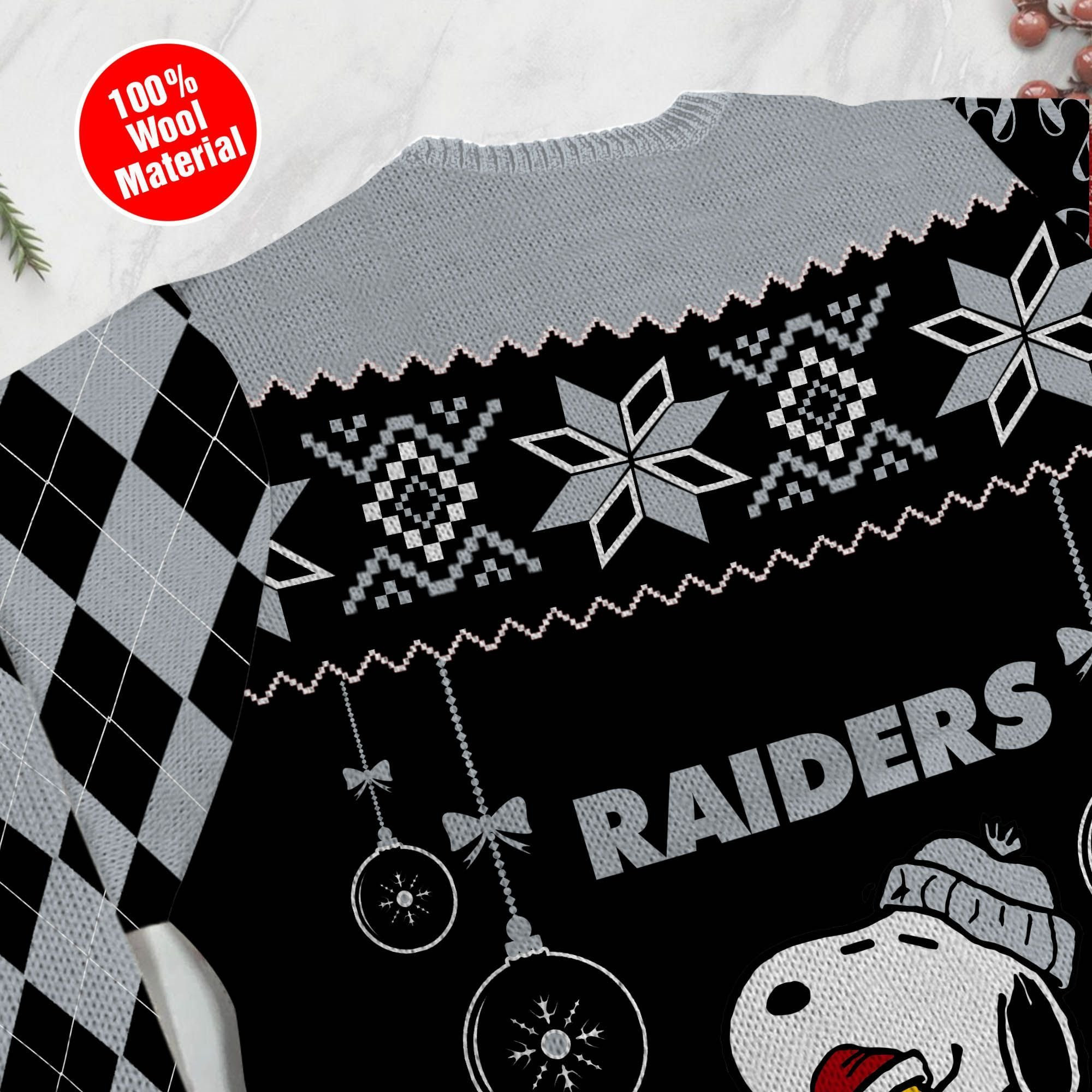 Las Vegas Raiders Funny Charlie Brown Peanuts Snoopy Ugly Christmas Sweater Adult 3D Funny Matching for family - Image 5