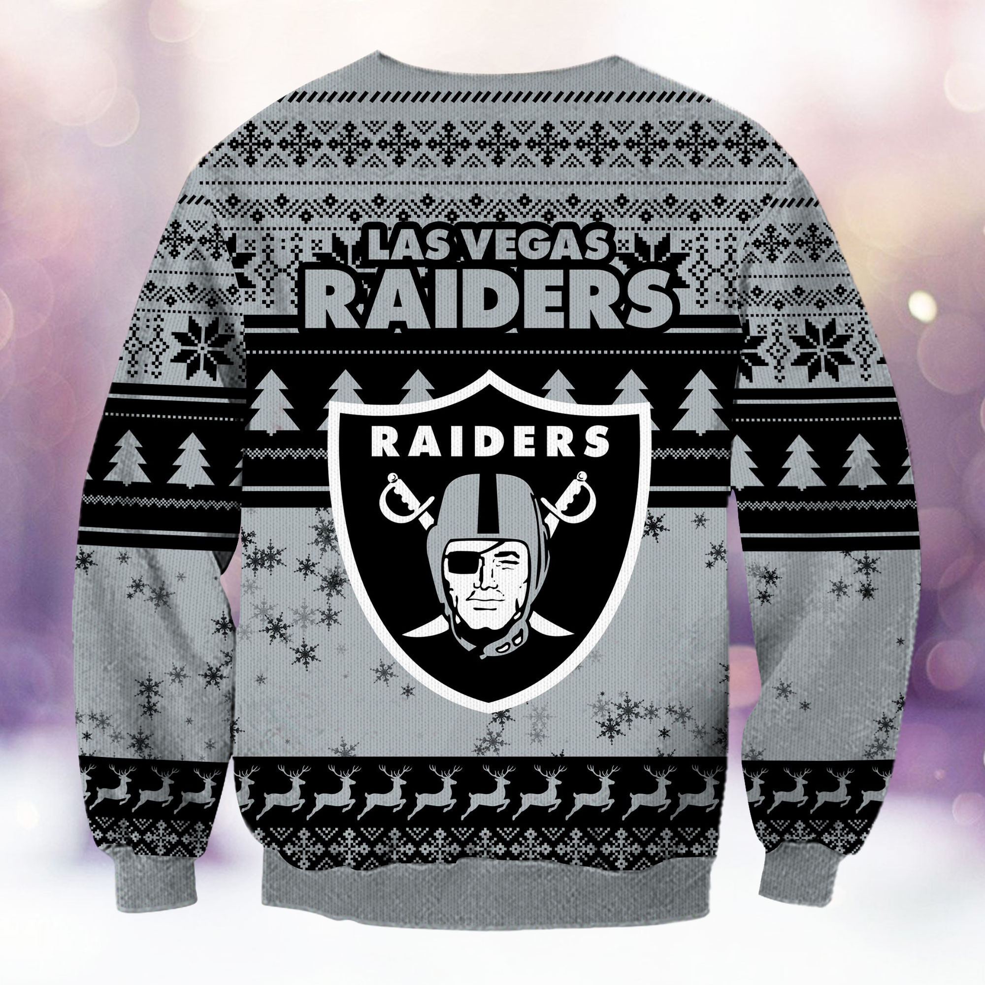 Las Vegas Raiders Grinch Ugly Christmas Sweater Adult 3D Funny Matching for family - Image 3