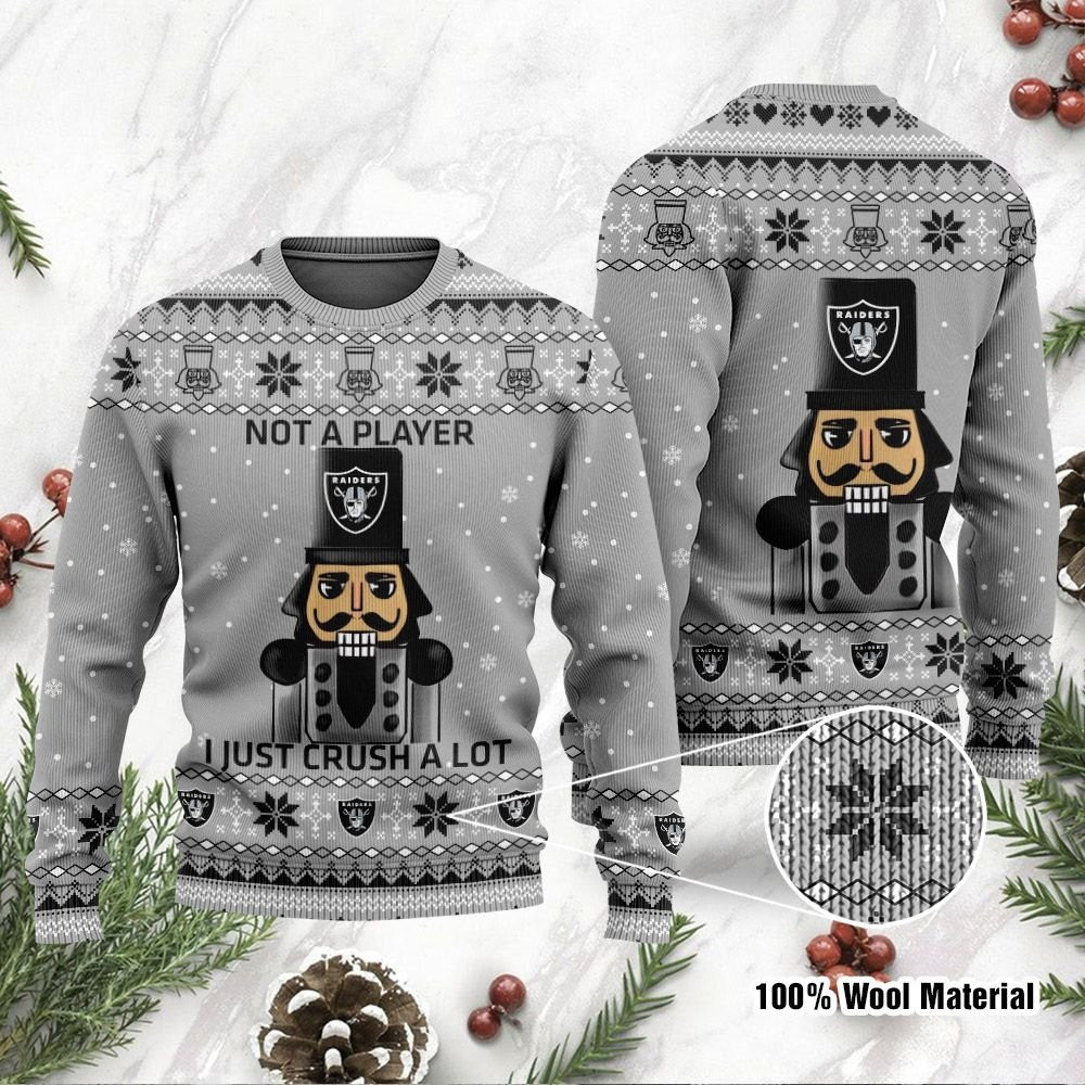 Las Vegas Raiders I Am Not A Player I Just Crush Alot Ugly Christmas Sweater Adult 3D Funny Matching for family