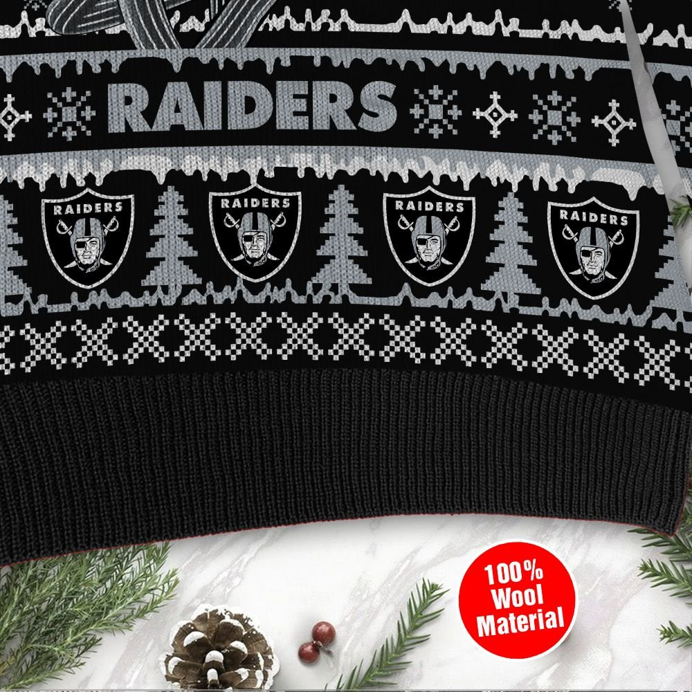 Las Vegas Raiders Jack Skellington Halloween Holiday Party Ugly Christmas Sweater Adult 3D Funny Matching for family - Image 4