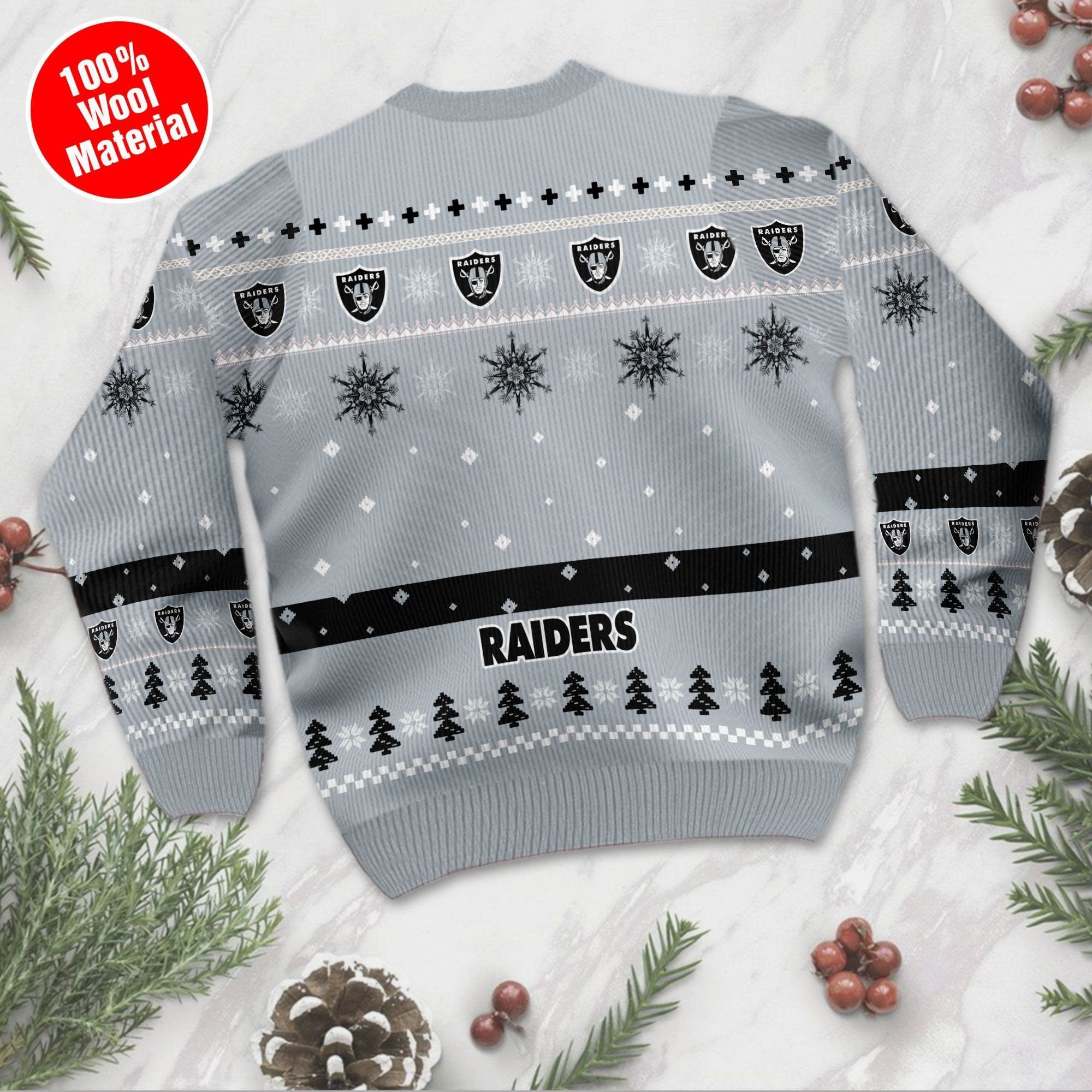 Las Vegas Raiders Mickey Mouse Funny Ugly Christmas Sweater Adult 3D Funny Matching for family - Image 3