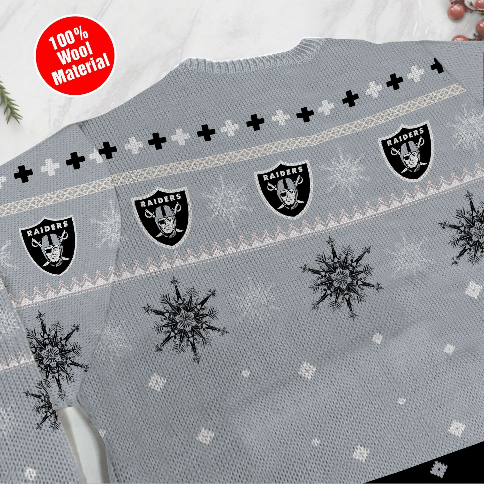 Las Vegas Raiders Mickey Mouse Funny Ugly Christmas Sweater Adult 3D Funny Matching for family - Image 5