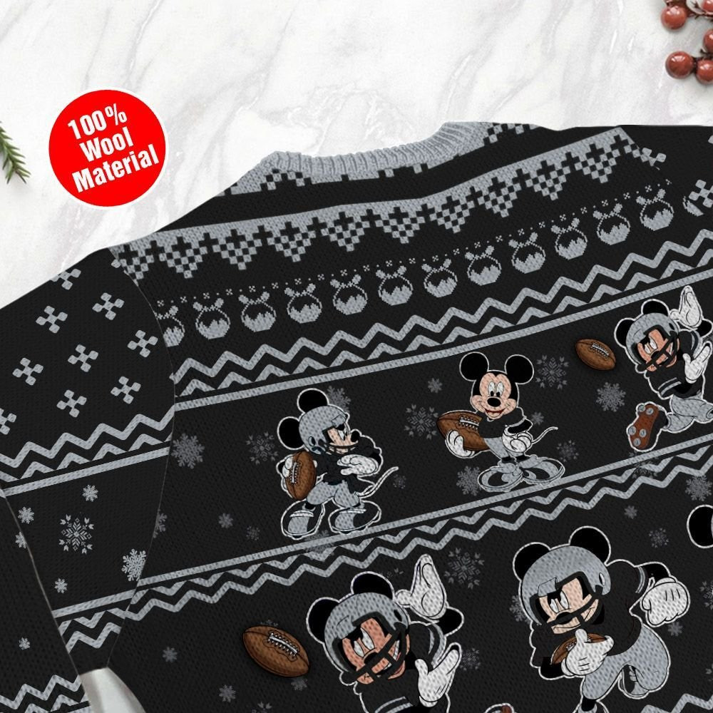 Las Vegas Raiders Mickey Mouse Ugly Christmas Sweater Adult 3D Funny Matching for family - Image 5