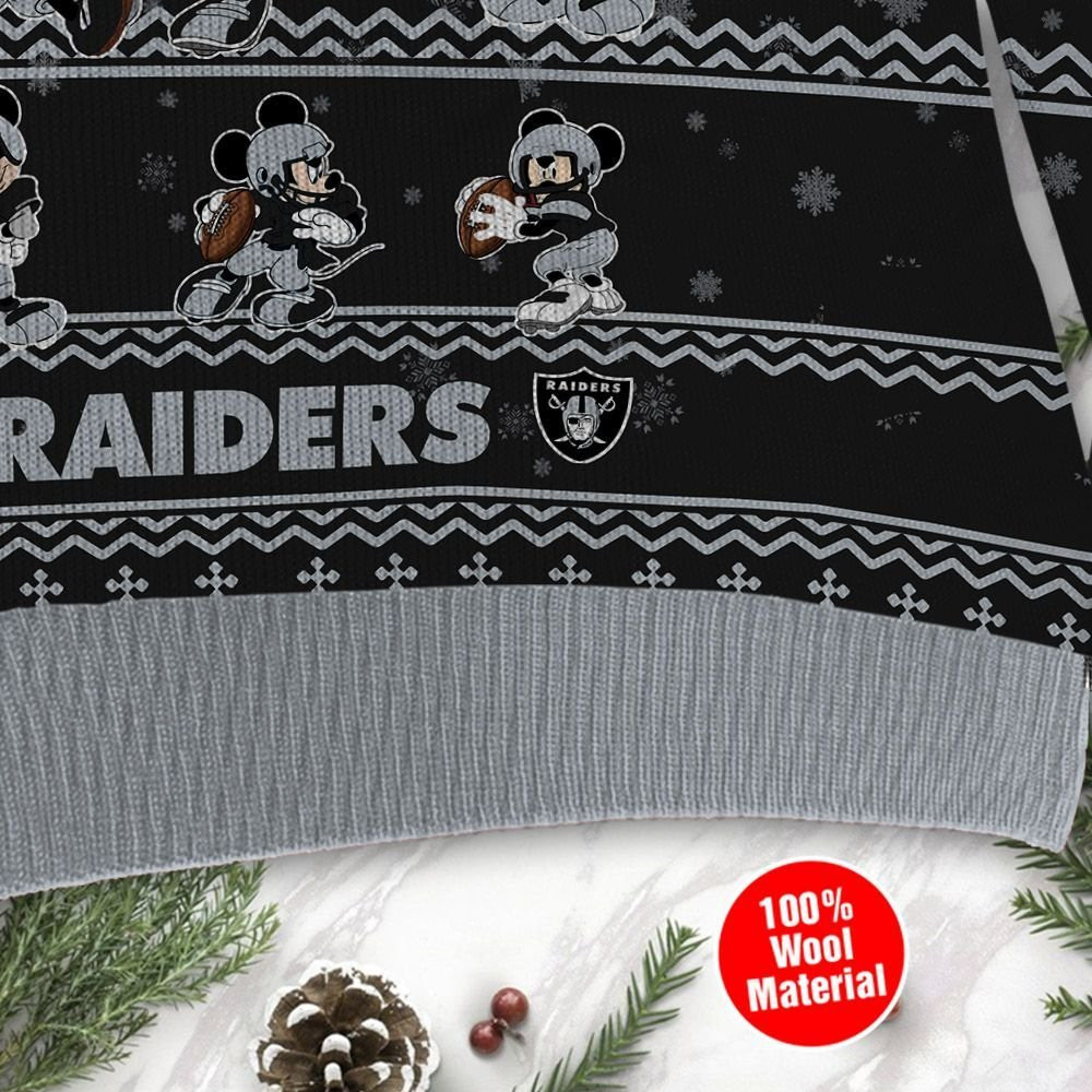 Las Vegas Raiders Mickey Mouse Ugly Christmas Sweater Adult 3D Funny Matching for family - Image 4