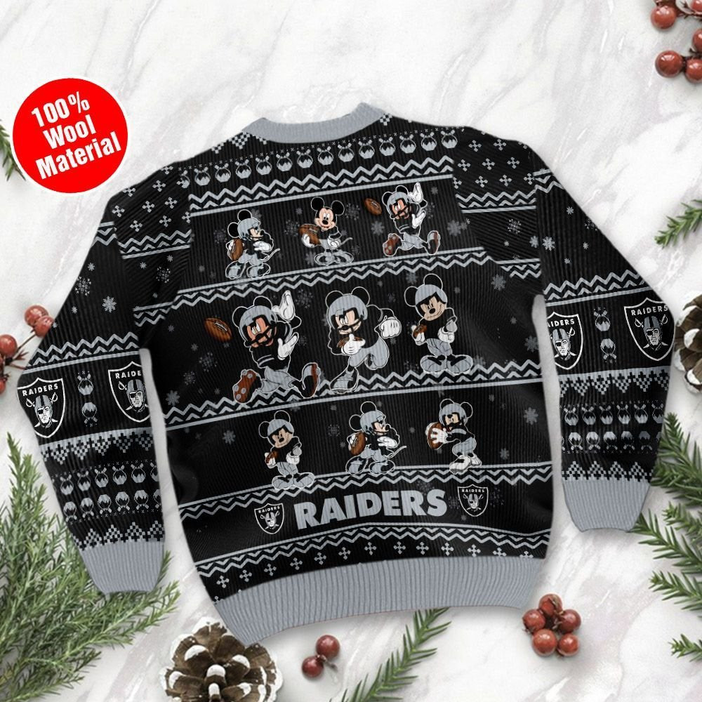 Las Vegas Raiders Mickey Mouse Ugly Christmas Sweater Adult 3D Funny Matching for family - Image 3