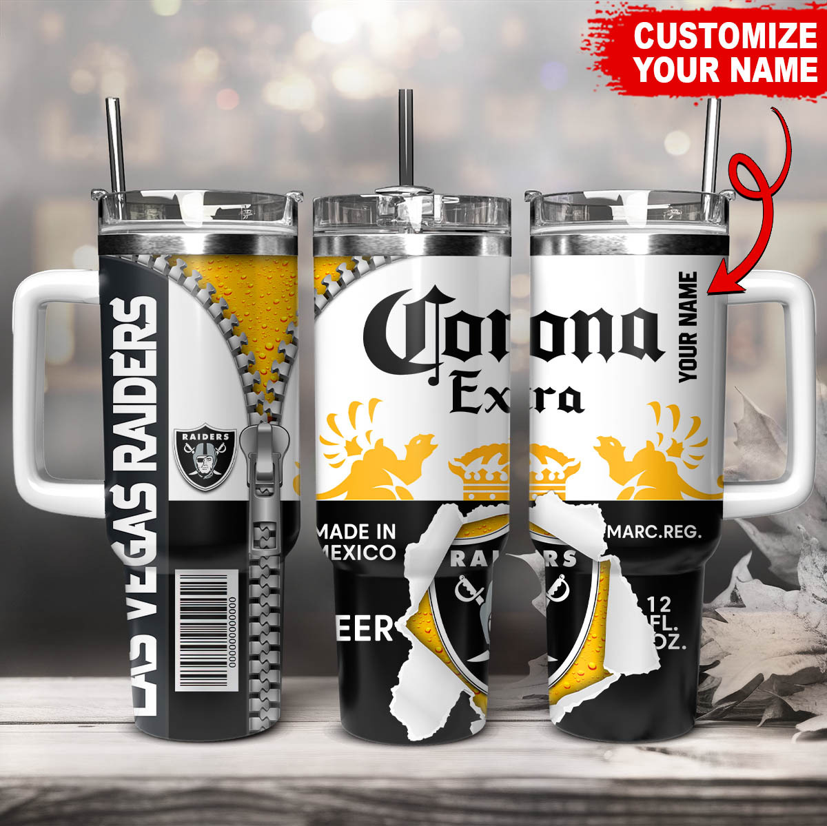 Las Vegas Raiders NFL Corona Extra Custom Stanley Cup 40 oz 30 oz Tumbler With HandleTVC230168