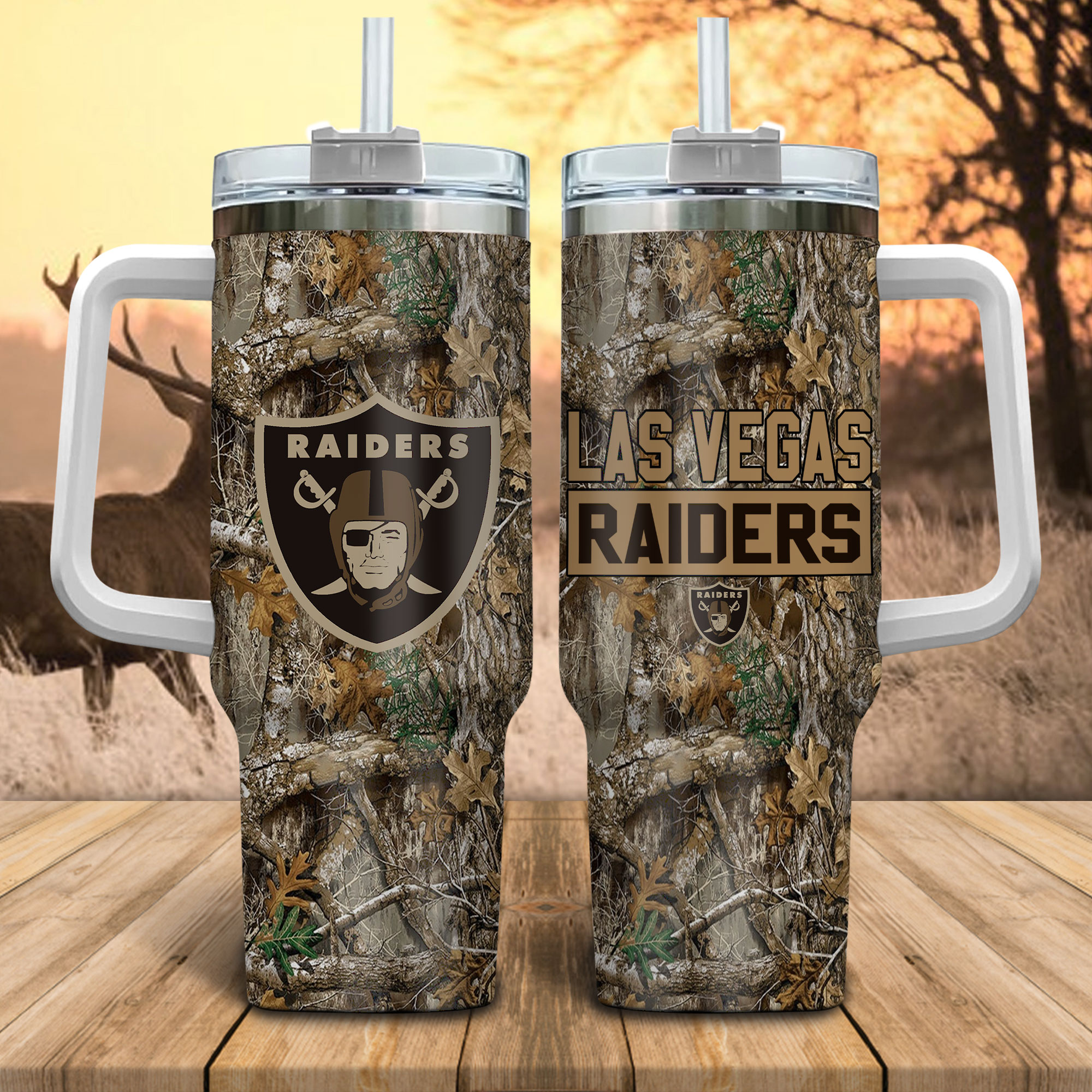 Las Vegas Raiders NFL Hunting Realtree Custom Stanley Cup 40 oz 30 oz Tumbler With HandleTVC230146