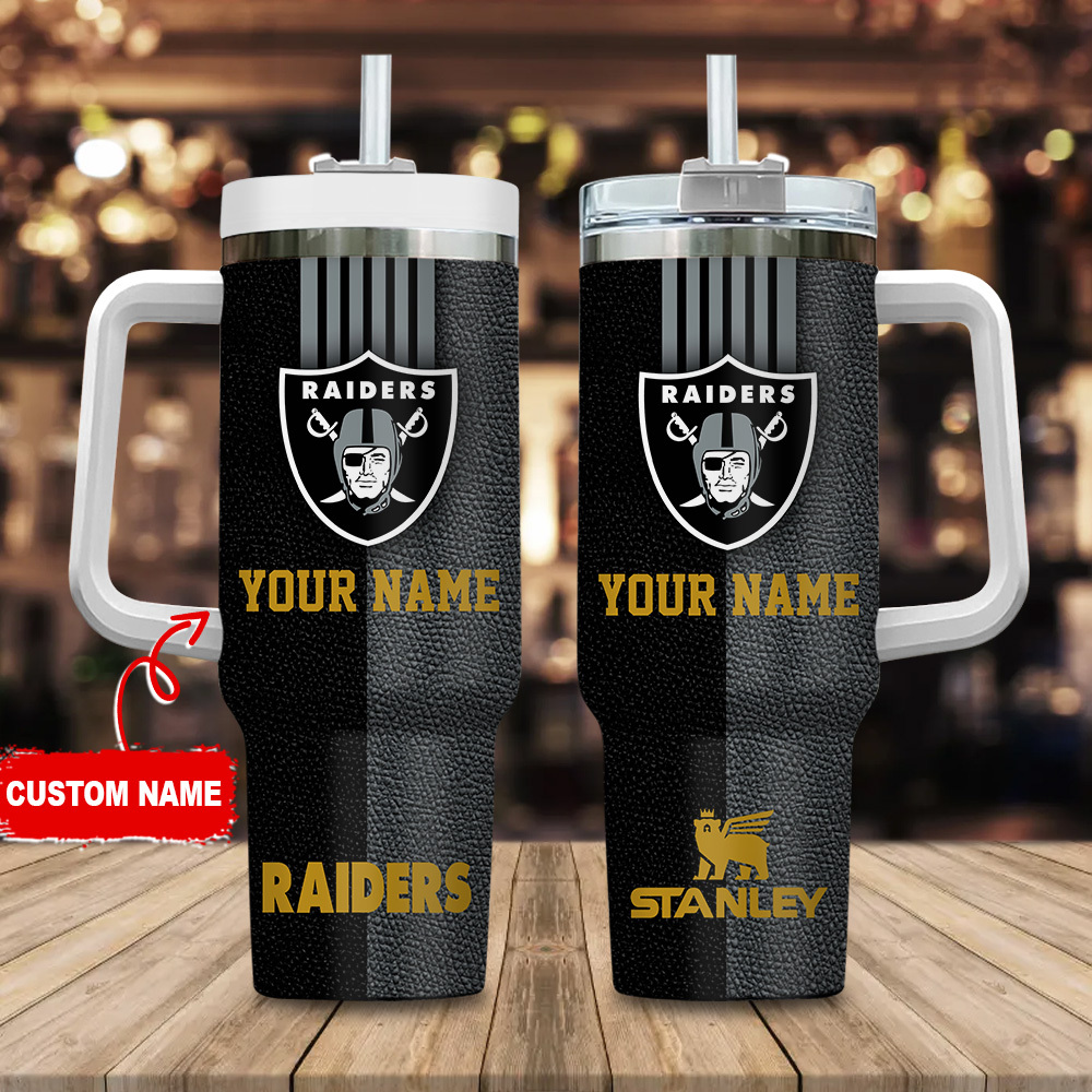 Las Vegas Raiders NFL Leather Effect Custom Stanley Cup 40 oz 30 oz Tumbler With HandleTVC2301123