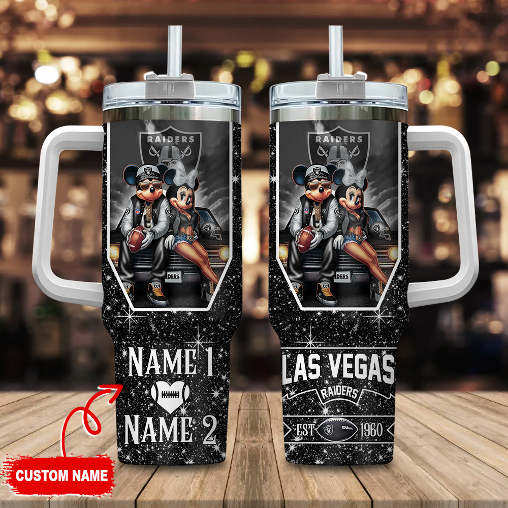 Las Vegas Raiders NFL Mickey And Minnie Couple Custom Stanley Cup 40 oz 30 oz Tumbler With HandleTVC230188