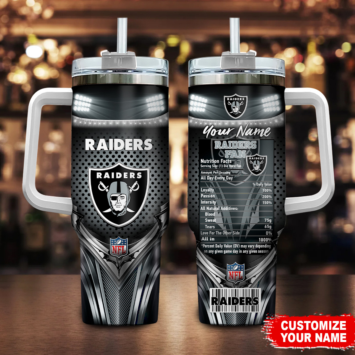 Las Vegas Raiders NFL Nutrition Facts Custom Stanley Cup 40 oz 30 oz Tumbler With HandleTVC230194