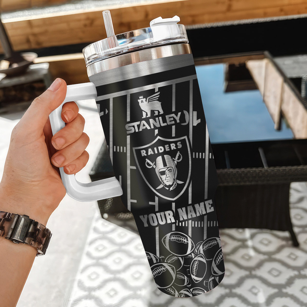 Las Vegas Raiders NFL Silver Custom Stanley Cup 40 oz 30 oz Tumbler With HandleTVC2301104 - Image 3