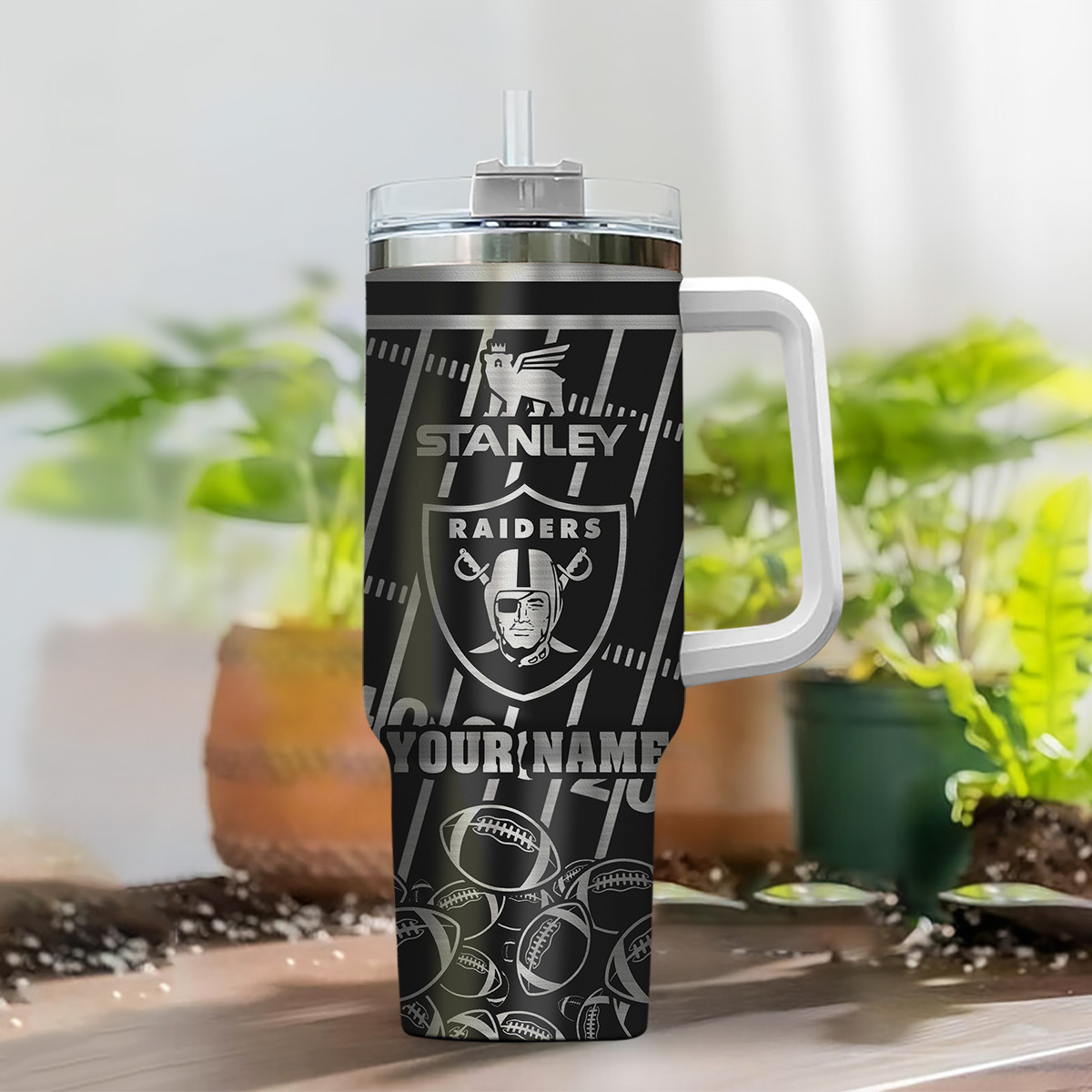 Las Vegas Raiders NFL Silver Custom Stanley Cup 40 oz 30 oz Tumbler With HandleTVC2301104 - Image 2