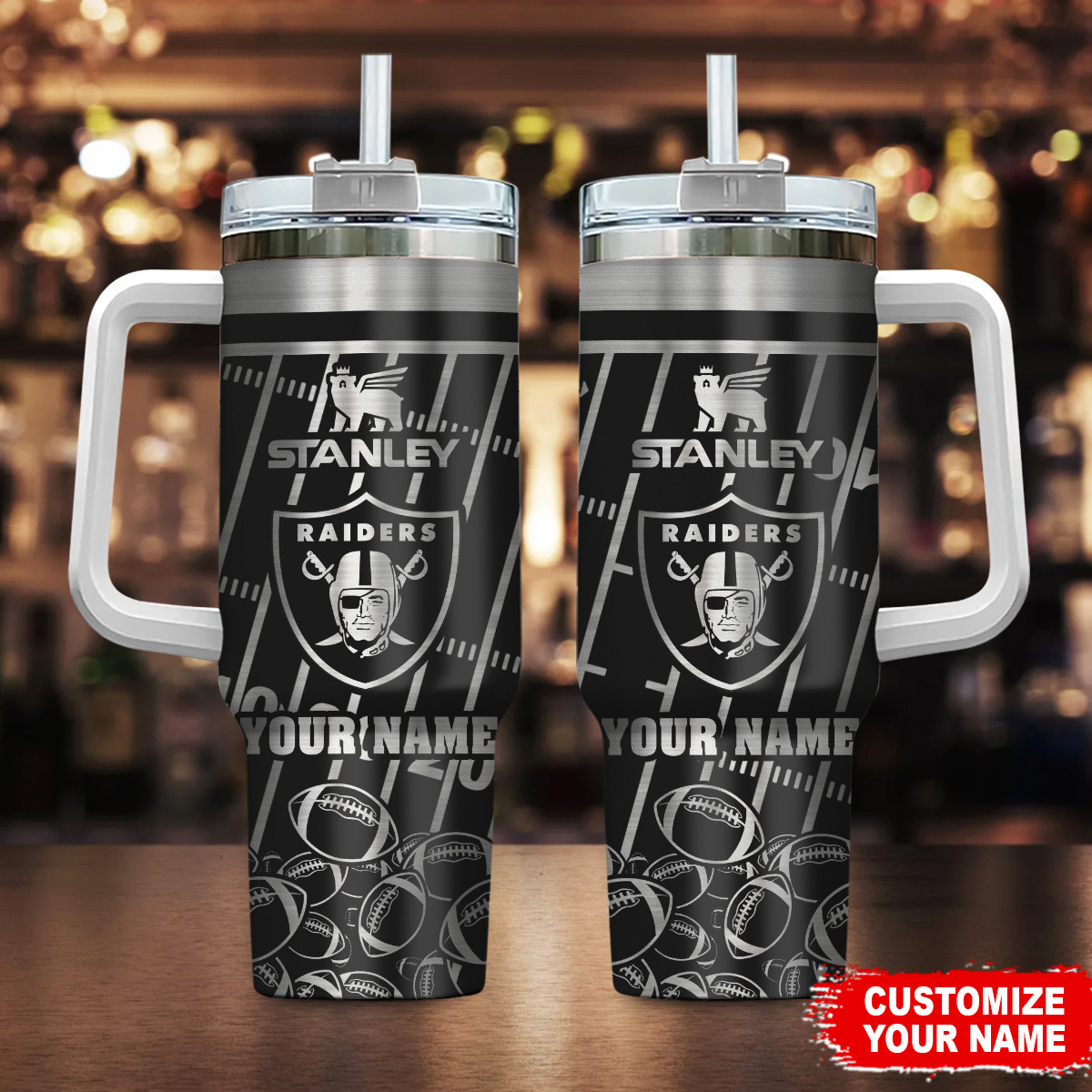 Las Vegas Raiders NFL Silver Custom Stanley Cup 40 oz 30 oz Tumbler With HandleTVC2301104
