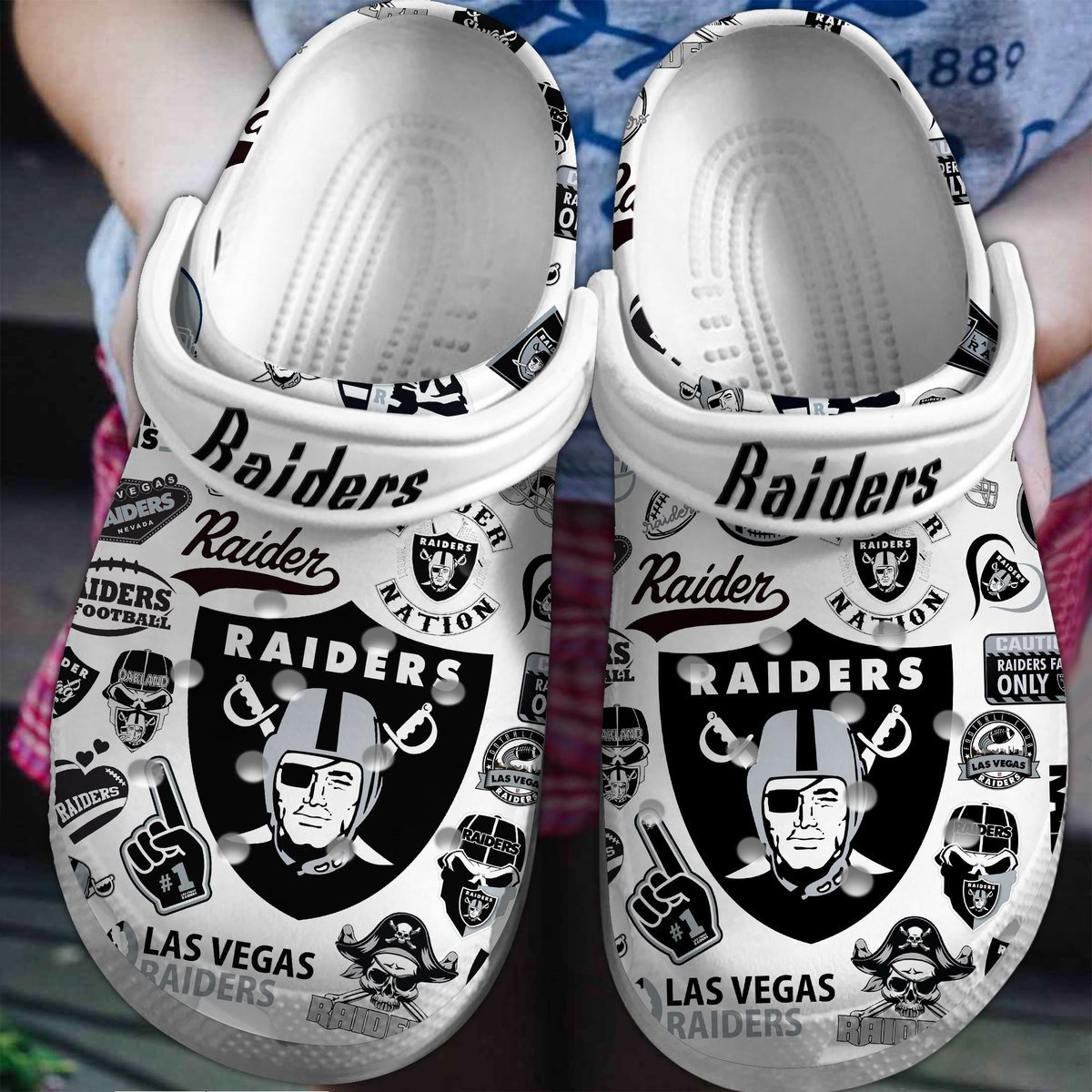 Las Vegas Raiders NFL Sport Crocs Crocband Clogs Shoes Comfortable For Men Women and Kids