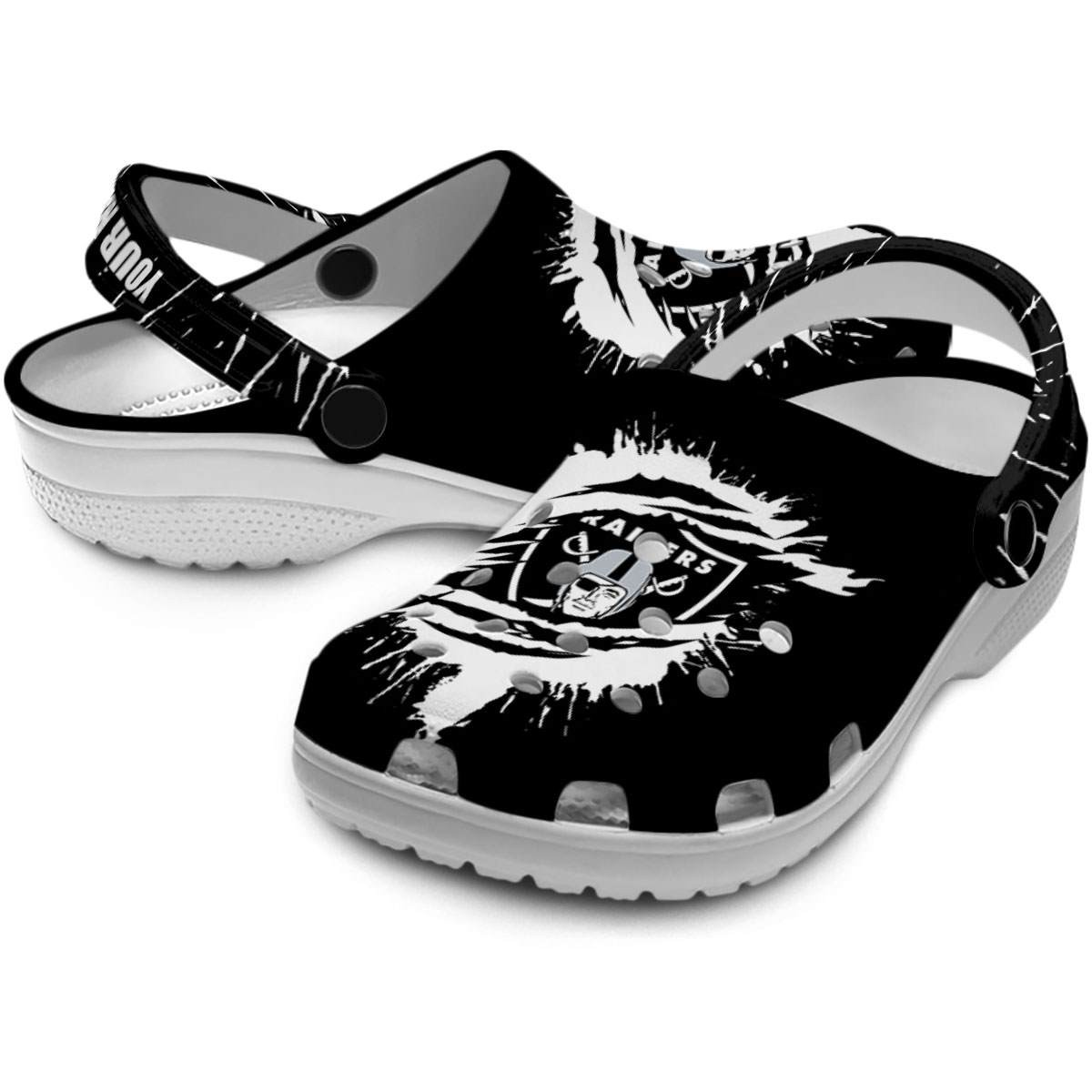 Las Vegas Raiders NFL Sport Crocs Crocband Clogs Shoes Comfortable For Men Women and Kids - Image 3