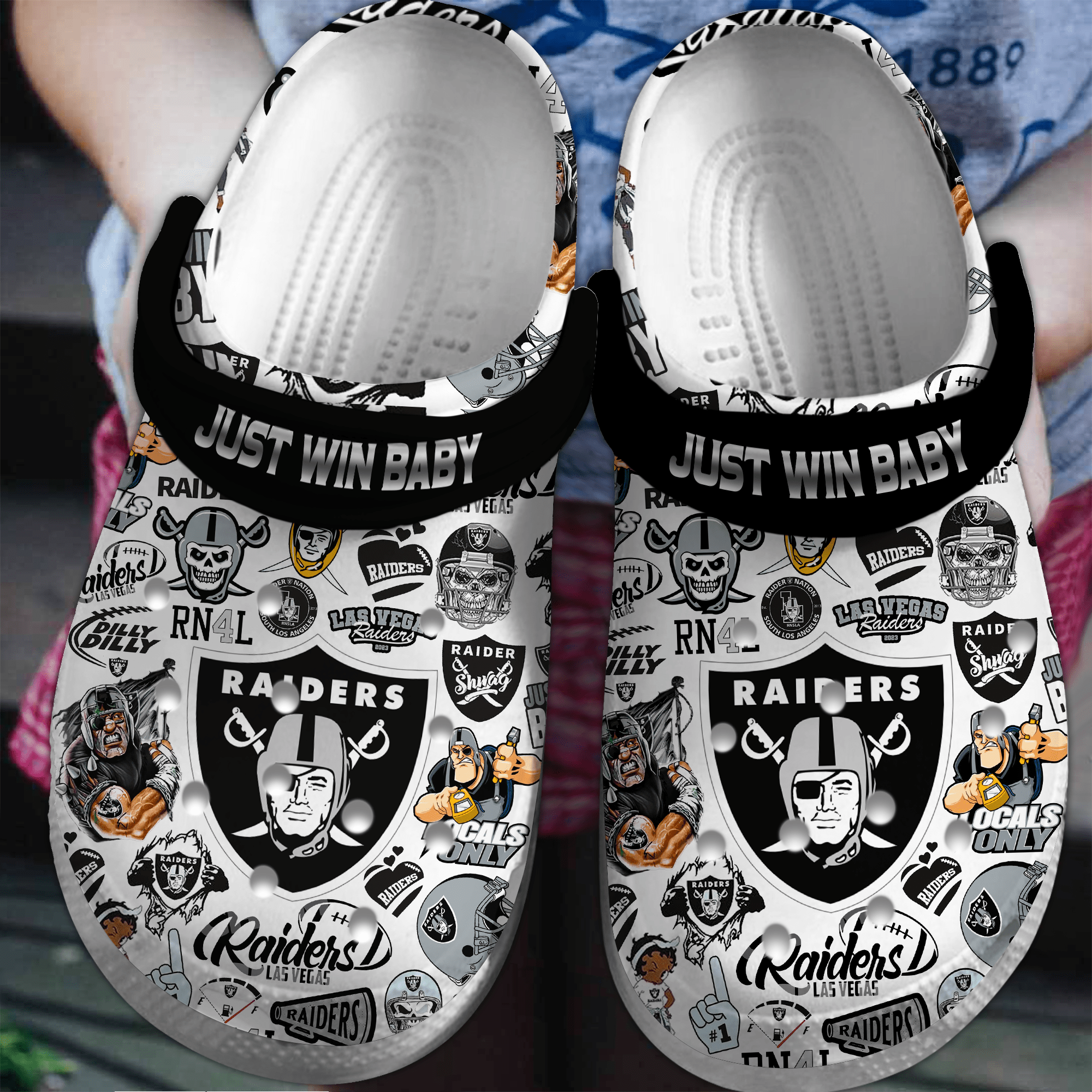 Las Vegas Raiders NFL Sport Crocs Crocband Clogs Shoes Comfortable For Men Women and Kids