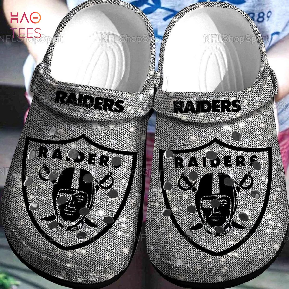 Las Vegas Raiders NFL Sport Crocs Crocband Clogs Shoes Comfortable For Men Women and Kids