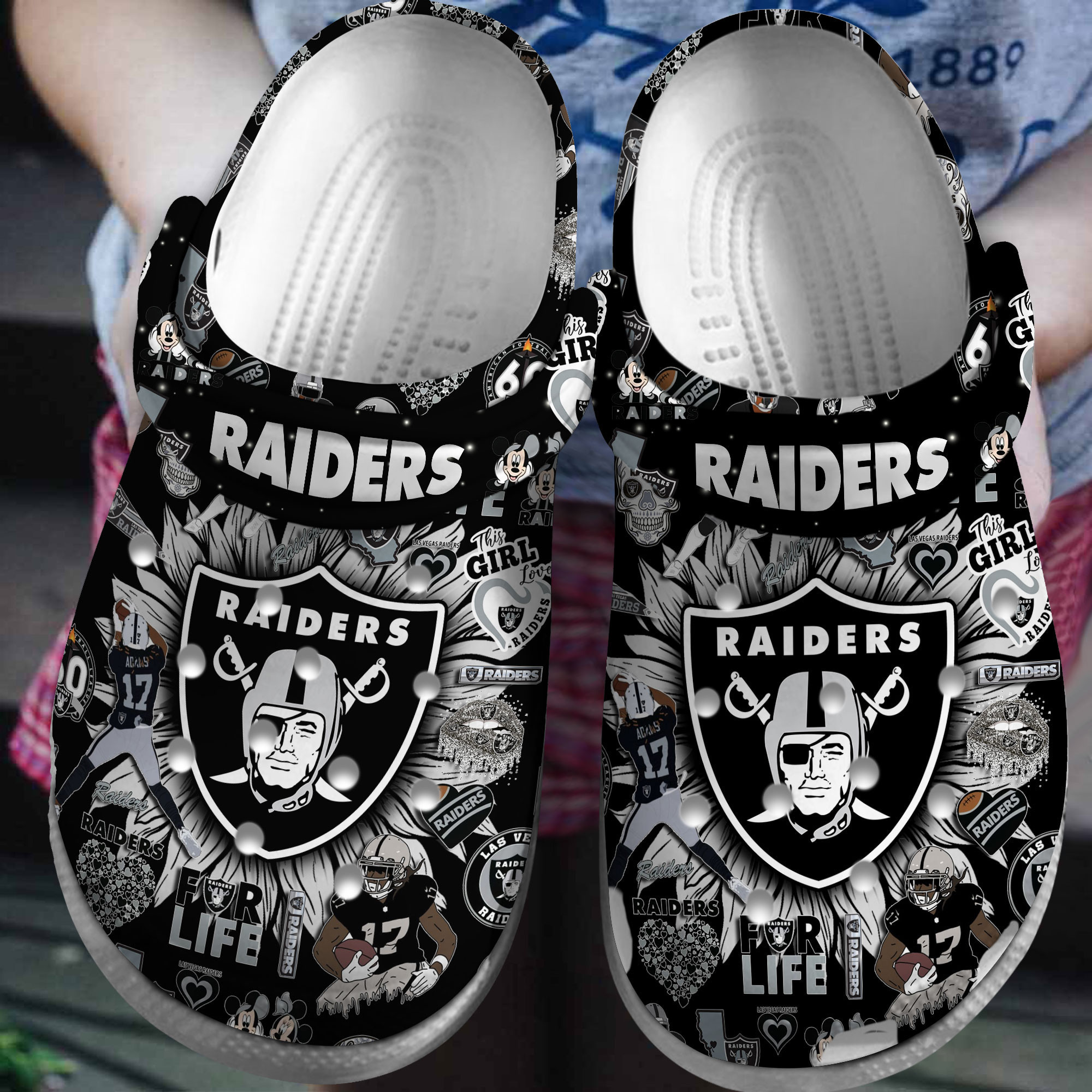 Las Vegas Raiders NFL Sport Crocs Crocband Clogs Shoes Comfortable For Men Women and Kids