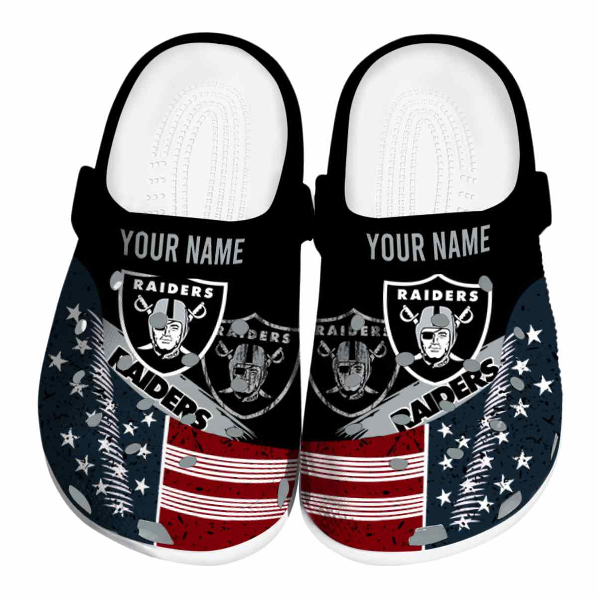 Las Vegas Raiders NFL Sport Crocs Crocband Clogs Shoes Comfortable For Men Women and Kids