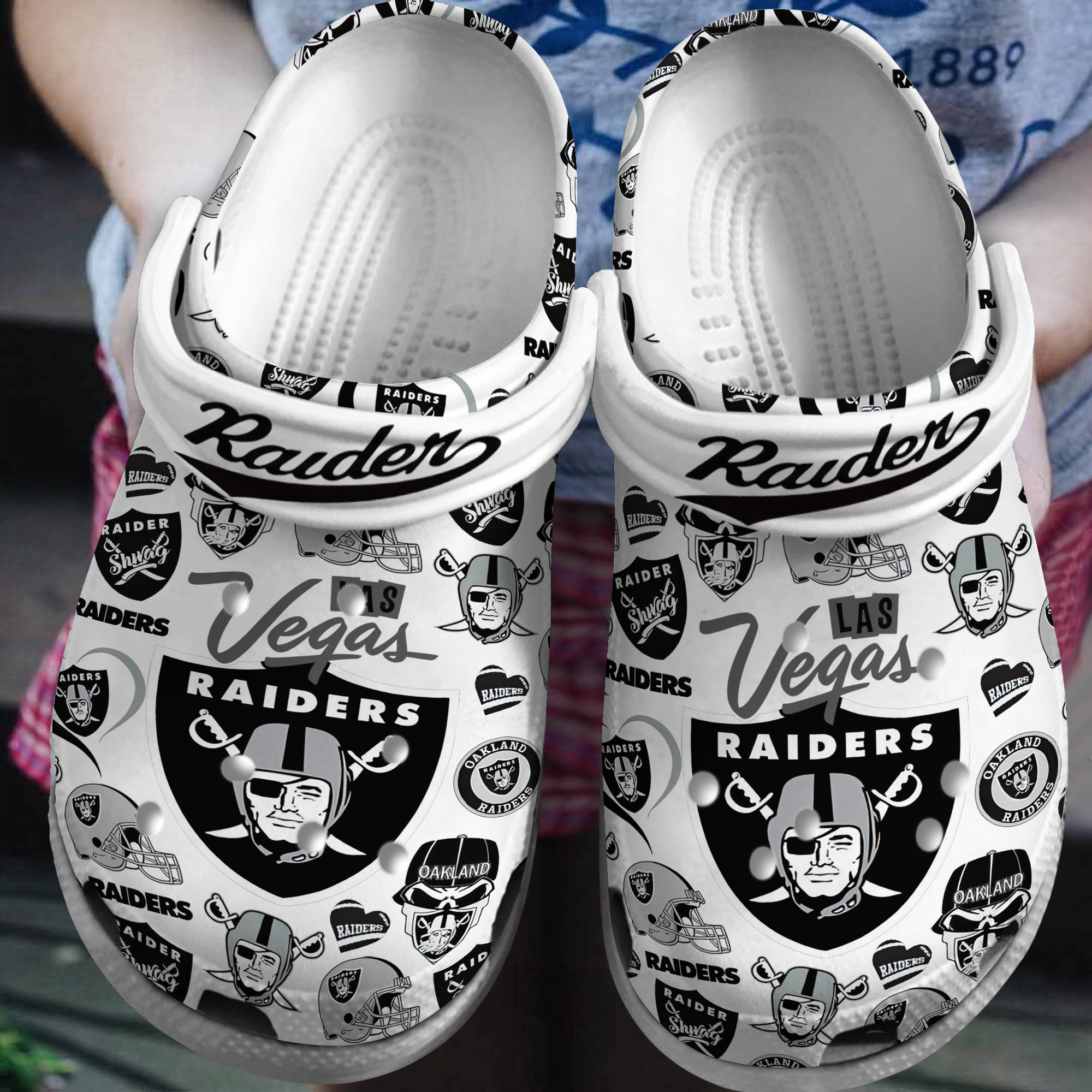 Las Vegas Raiders NFL Sport Crocs Crocband Clogs Shoes Comfortable For Men Women and Kids