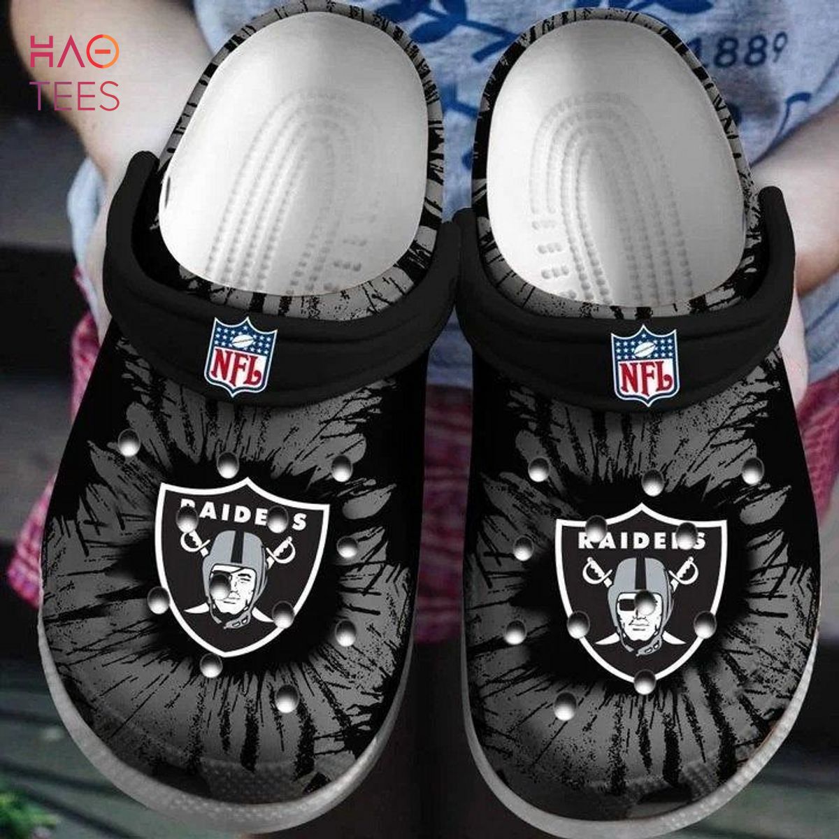 Las Vegas Raiders NFL Sport Crocs Crocband Clogs Shoes Comfortable For Men Women and Kids