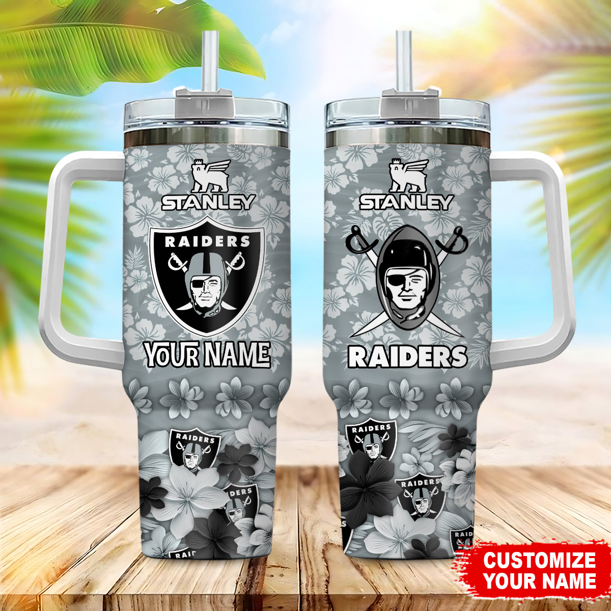 Las Vegas Raiders NFL Tropical Floral Custom Stanley Cup 40 oz 30 oz Tumbler With HandleTVC2301225