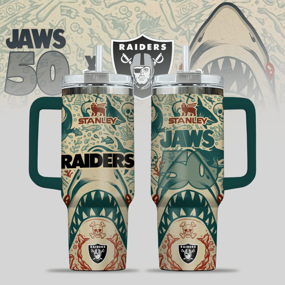 Las Vegas Raiders NFL x JAWS Custom Stanley Cup 40 oz 30 oz Tumbler With HandleTVC2301122
