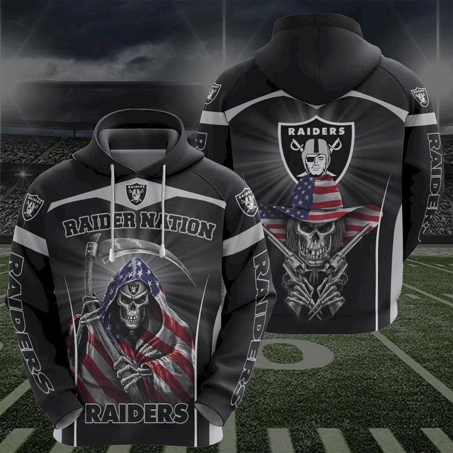 Las Vegas Raiders Skull Flat Usa 3D All Over Print Hoodie, Zip Hoodie
