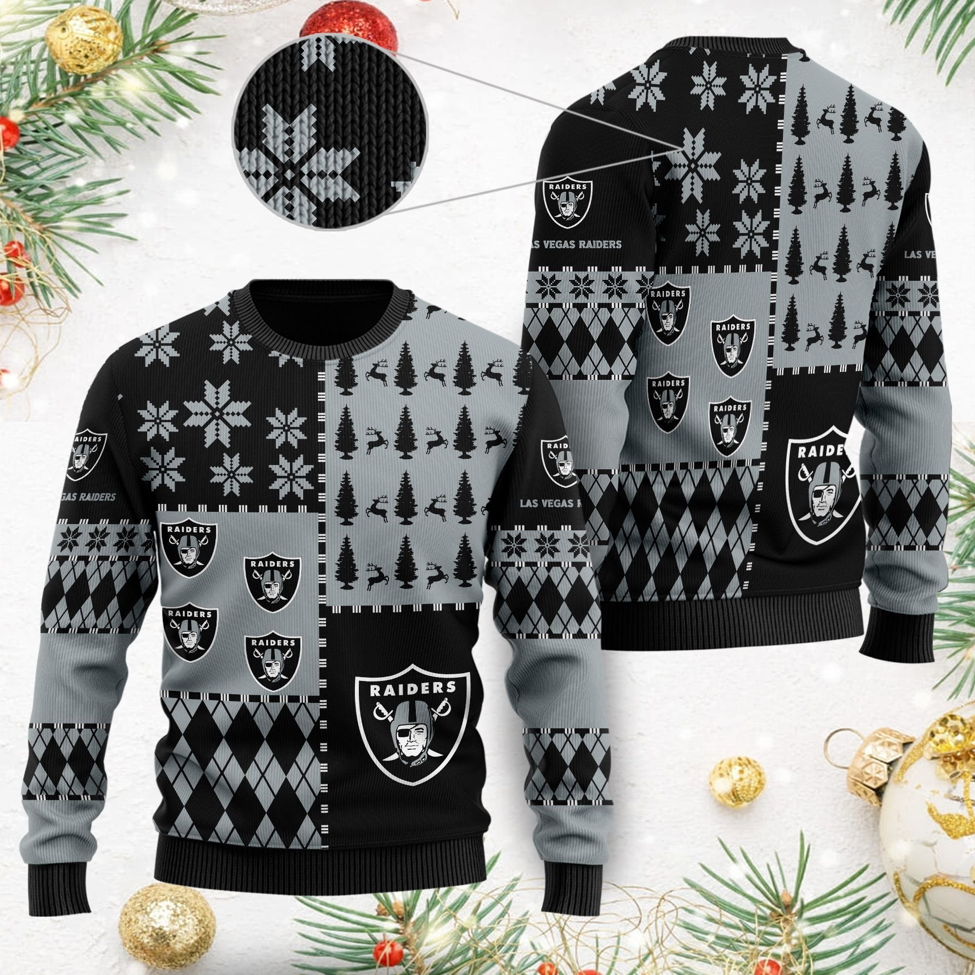 Las Vegas Raiders Ugly Christmas Sweater Adult 3D Funny Matching for family