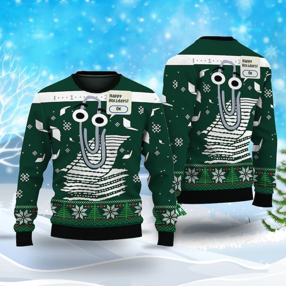 Latest Holiday Ugly Christmas Wool Sweater, Windows Ugly Christmas Sweater