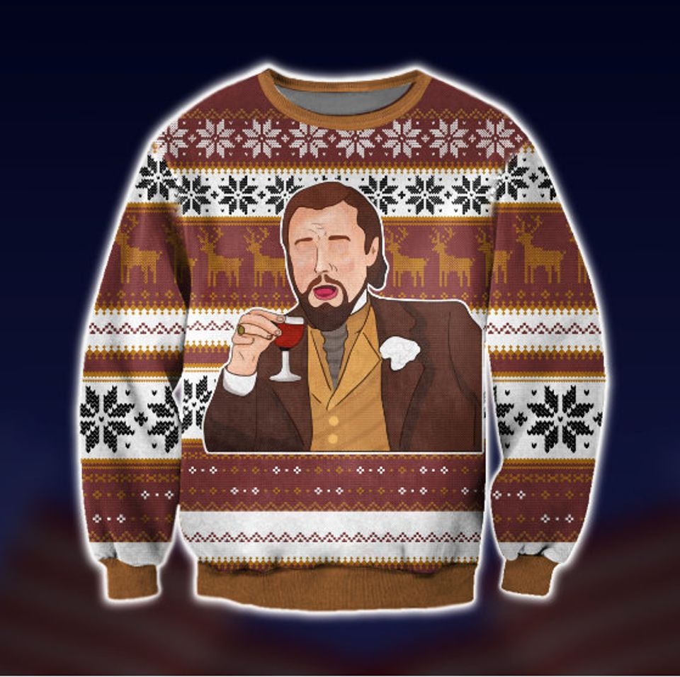 Laughing Leo American Actor Ugly Christmas Sweater