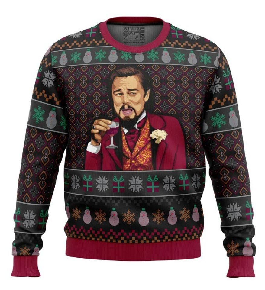 Laughing Leo DiCaprio Meme Ugly Christmas Sweater