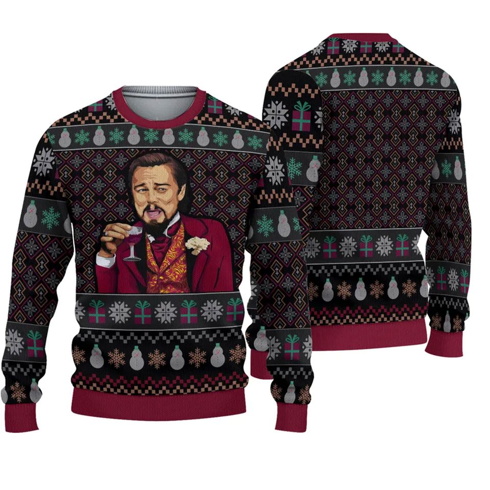 Laughing Leo Dicaprio Meme Ugly Christmas Sweater