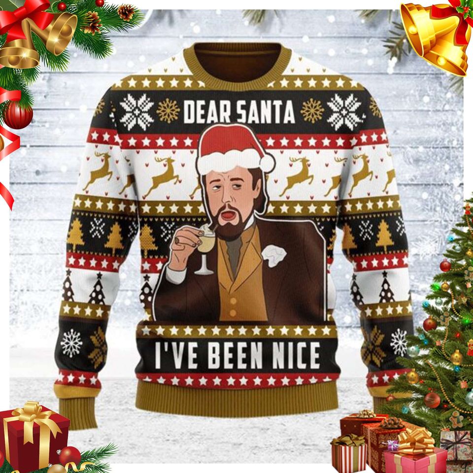 Laughing Leo DiCaprio Meme Ugly Christmas Sweatshirt 3D Ugly Sweater