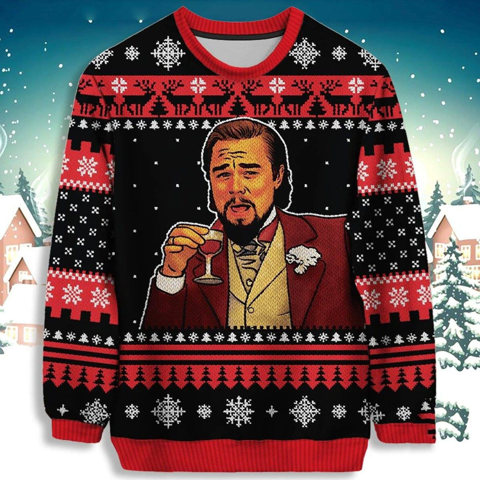Laughing Leo Ugly Christmas Sweater Adult 3D Funny Matching for family