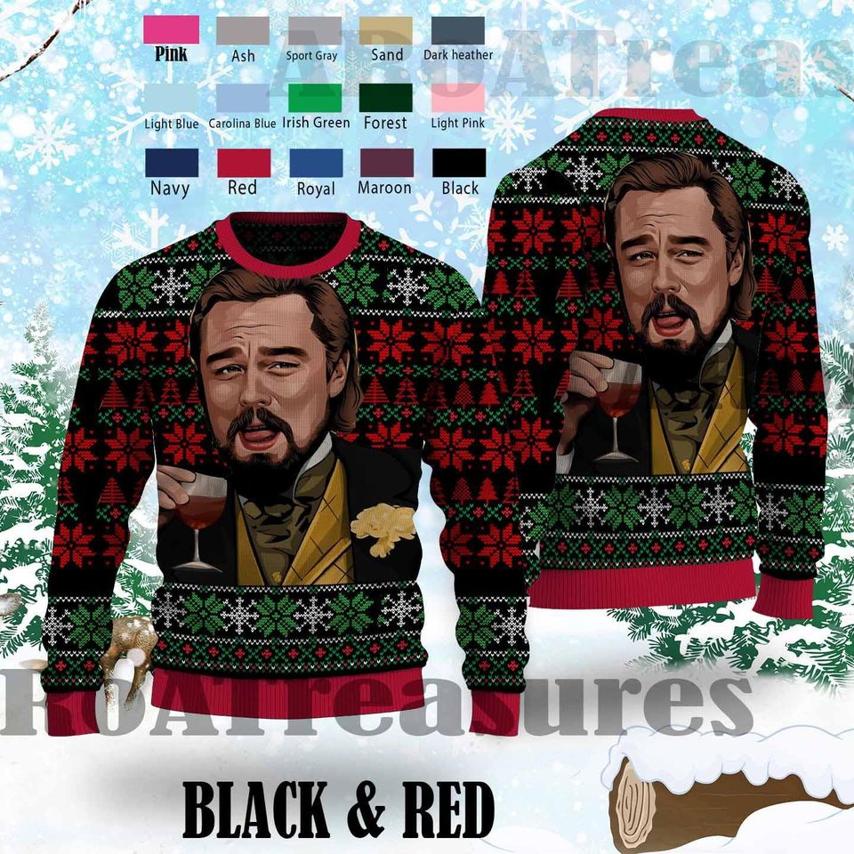Laughing Leonardo DeCaprio Django Christmas Sweater,